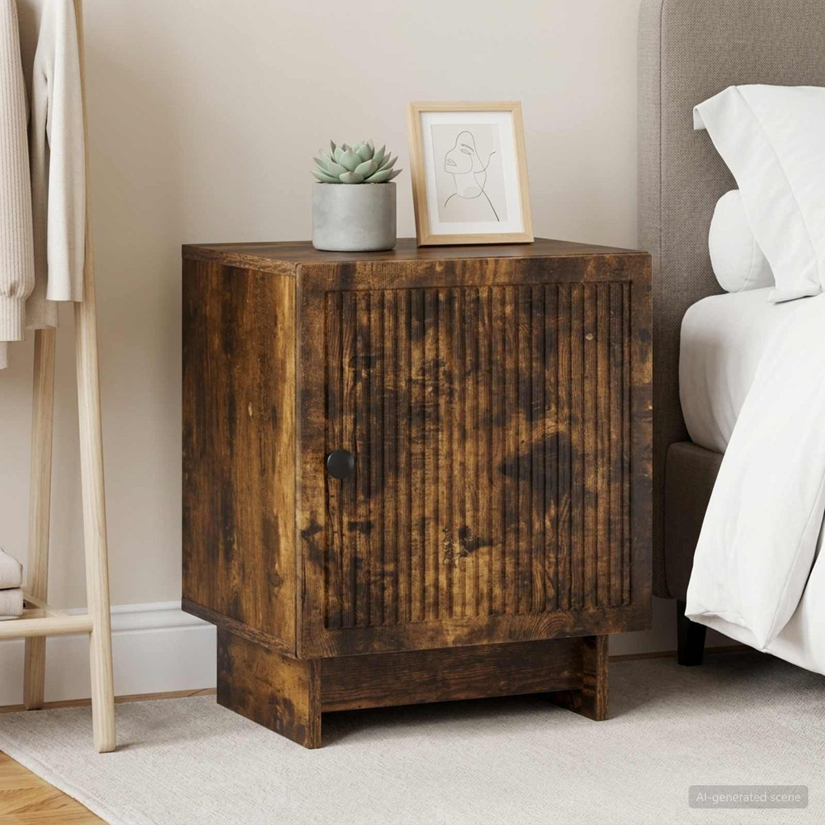 Bedside Cabinet 43 x 34.5 x 50 cm Engineered Wood Smoked oak 2
