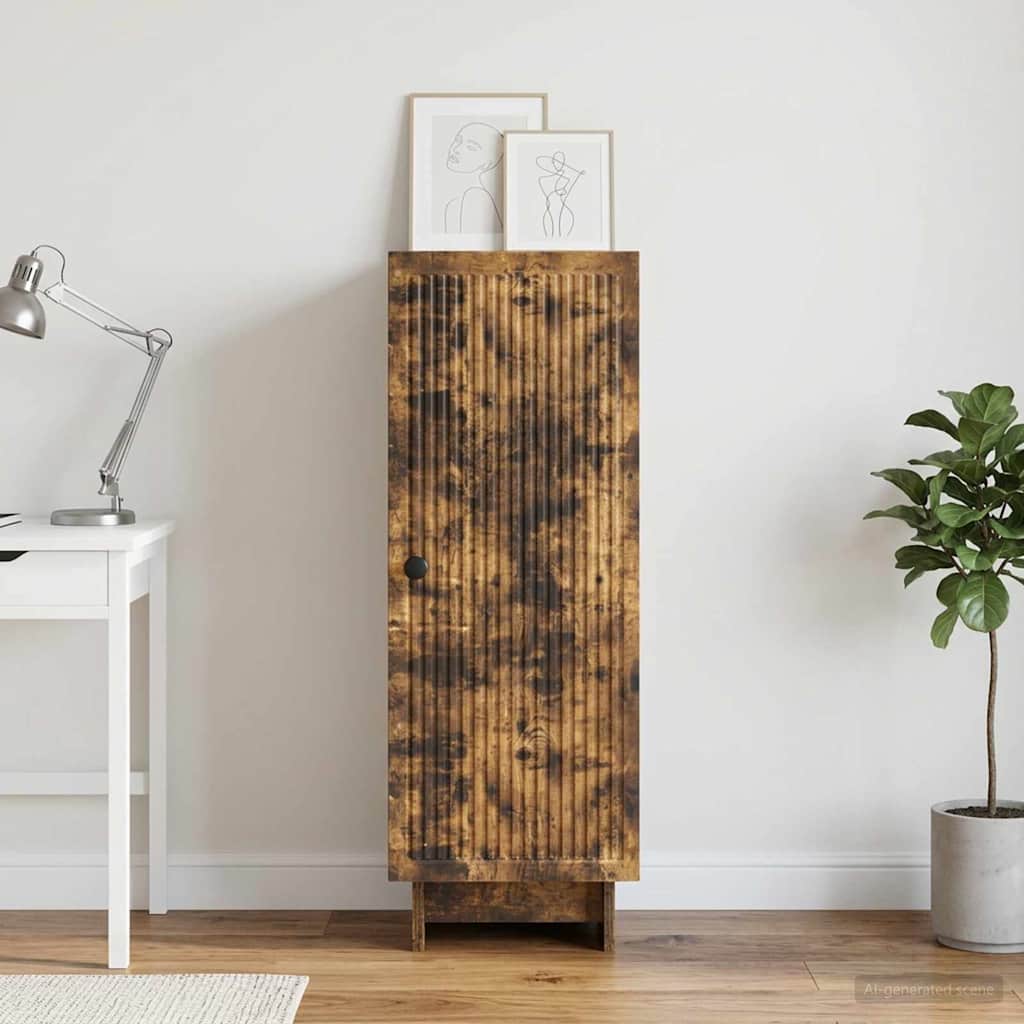 vidaXL Sideboard Smoked Oak 33 x 34.5 x 90 cm Engineered Wood 1