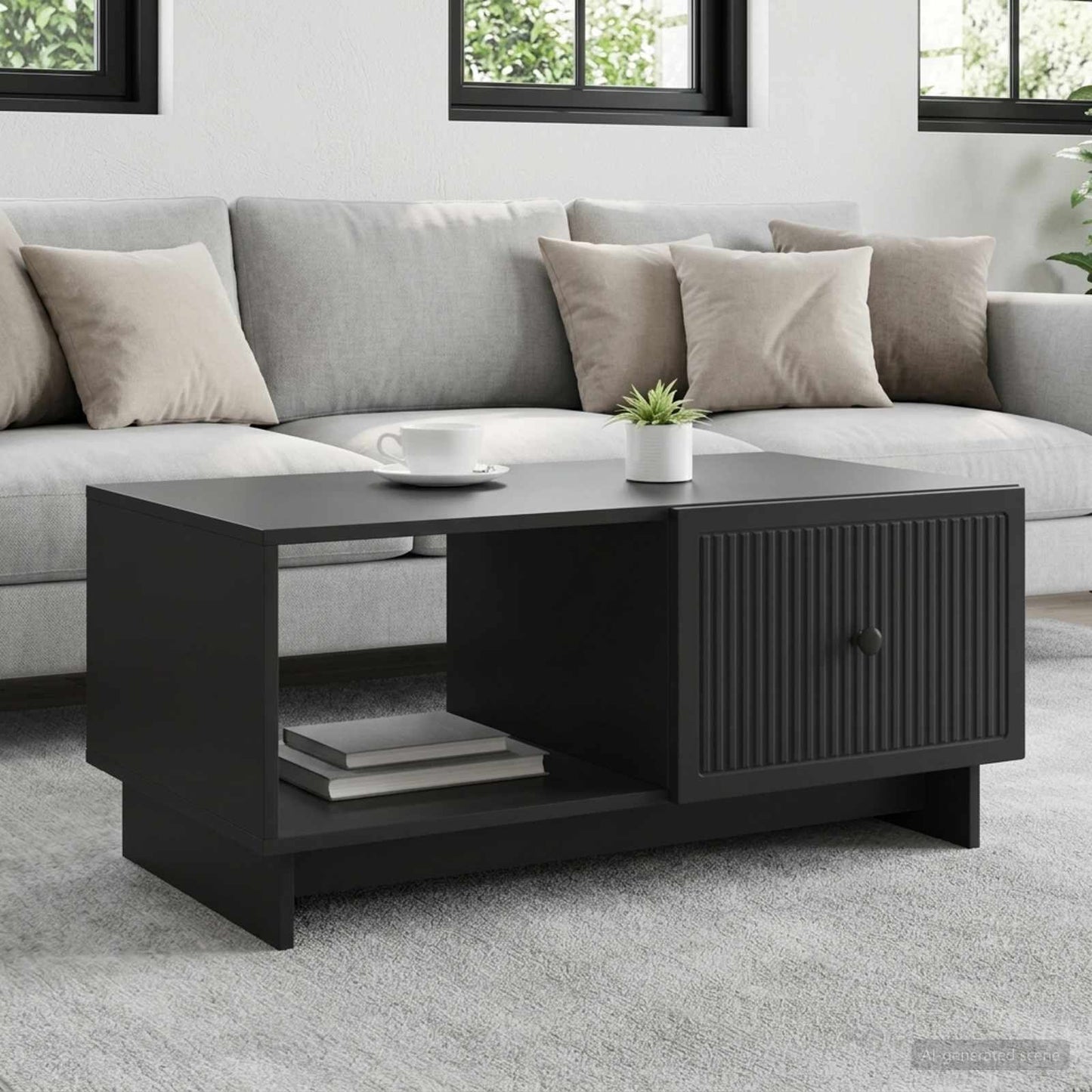 vidaXL Coffee Table Black 90 x 50 x 40 cm Engineered Wood 1
