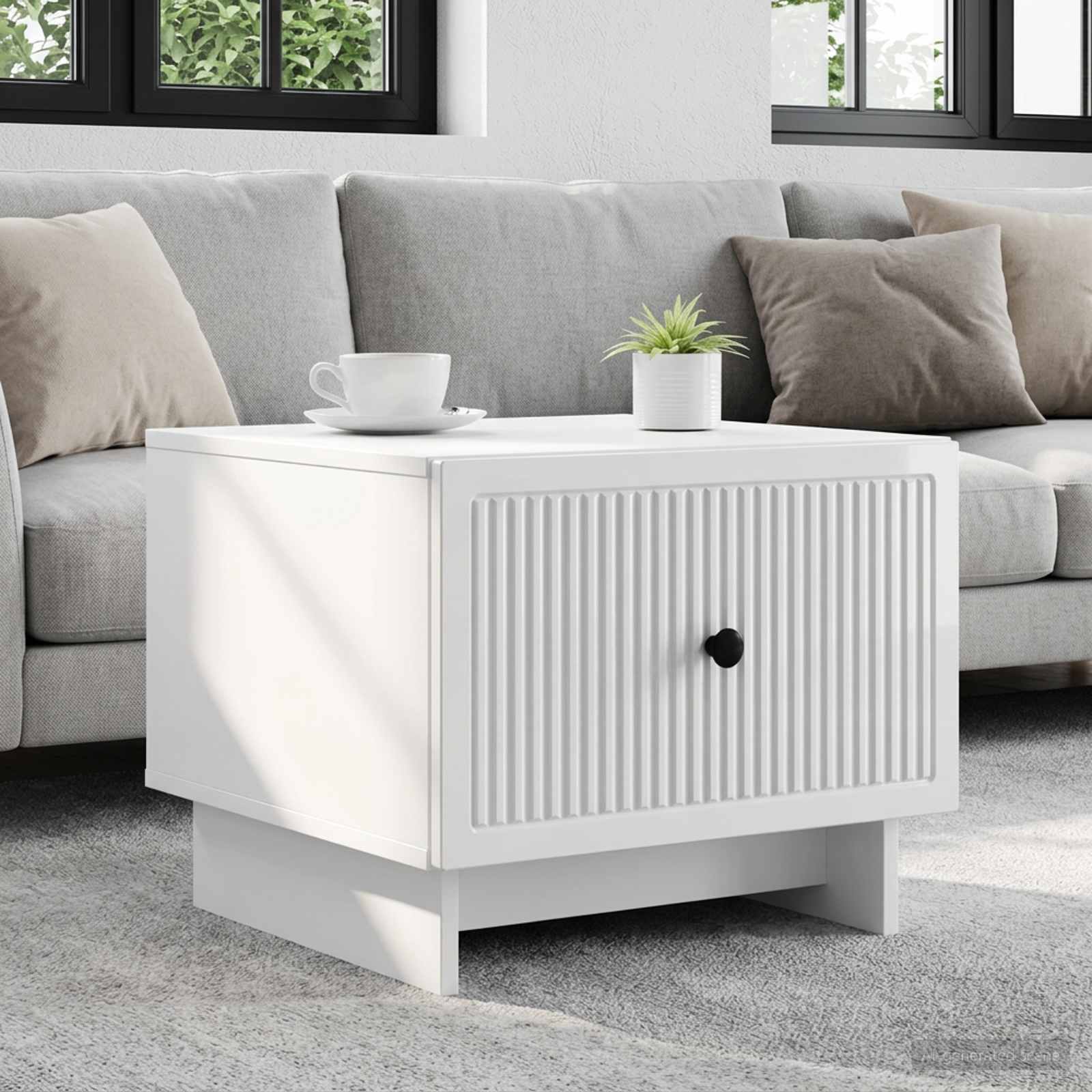 vidaXL Coffee Table High Gloss White 49 x 50 x 40 cm Engineered Wood 1