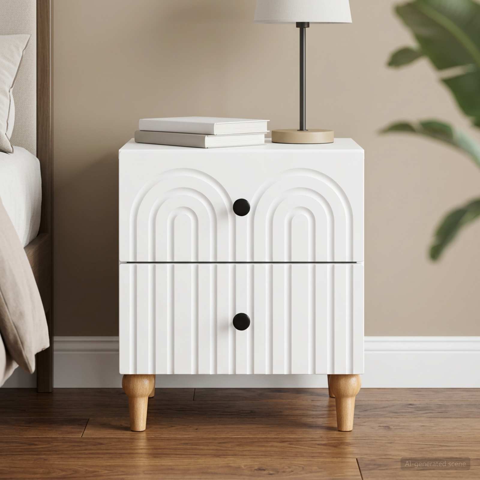 vidaXL Bedside Cabinet White 43 x 34.5 x 48 cm Engineered Wood 1