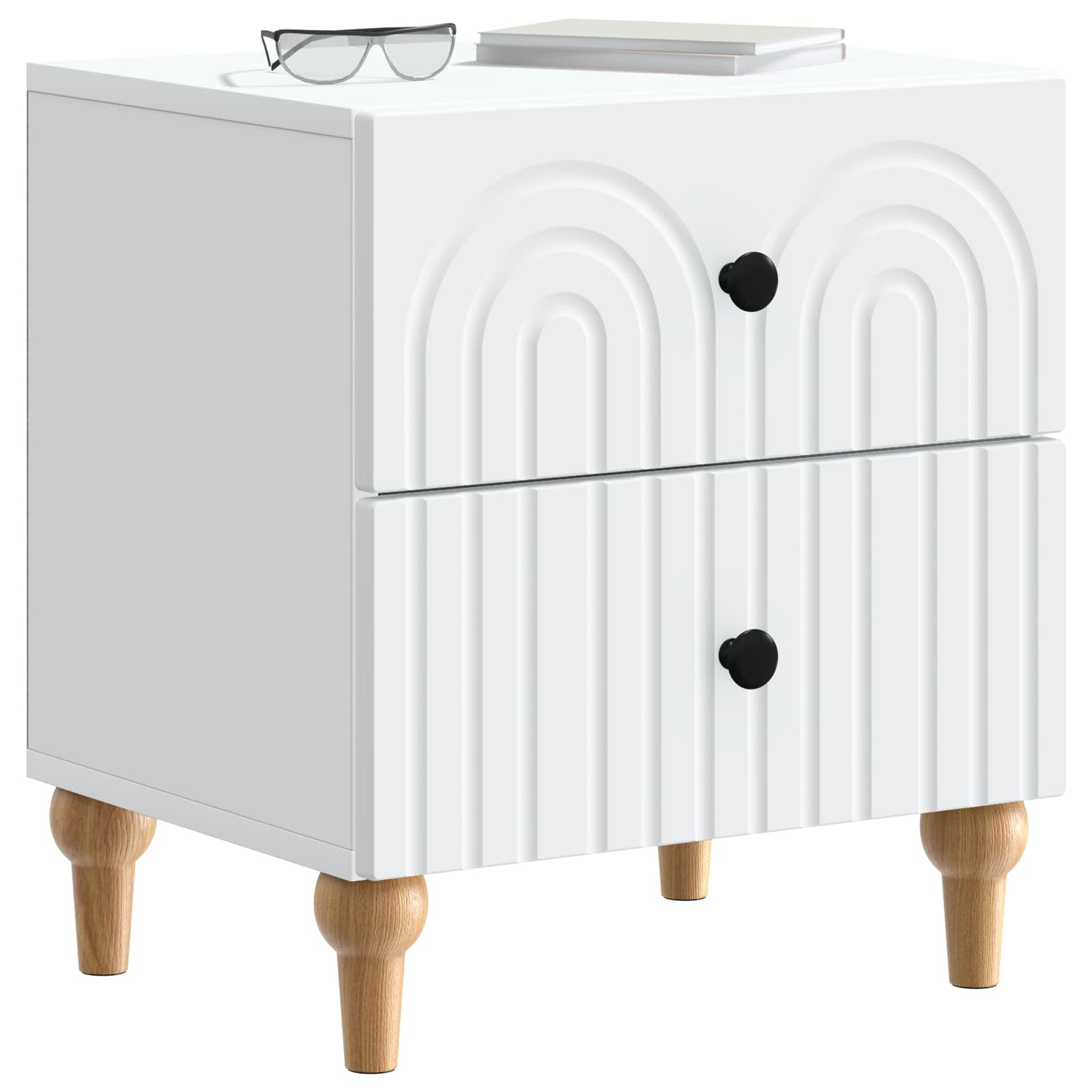 vidaXL Bedside Cabinet White 43 x 34.5 x 48 cm Engineered Wood 3