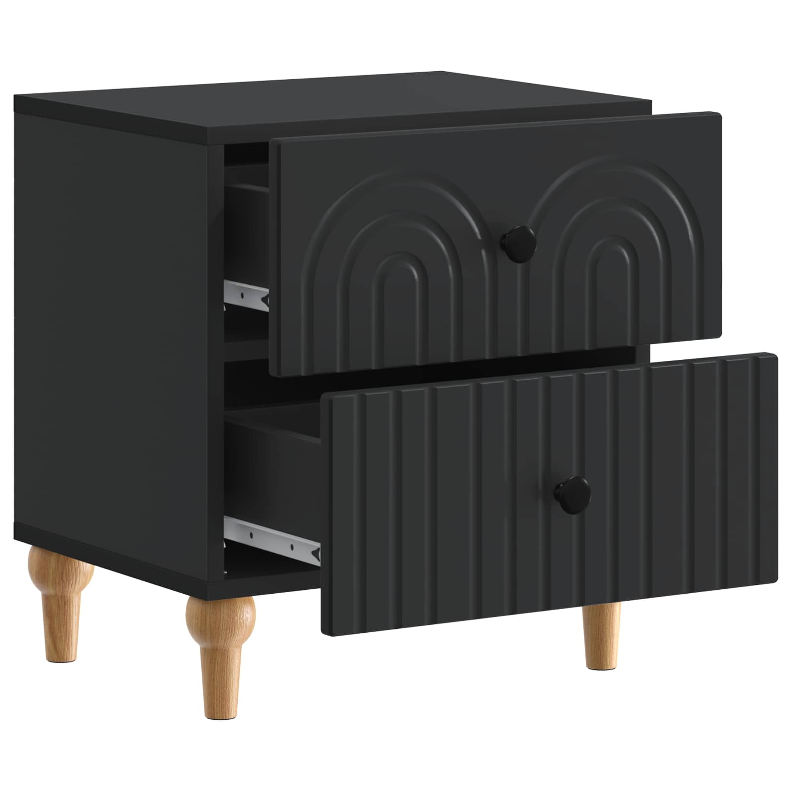 vidaXL Bedside Cabinet Black 43 x 34.5 x 48 cm Engineered Wood 4