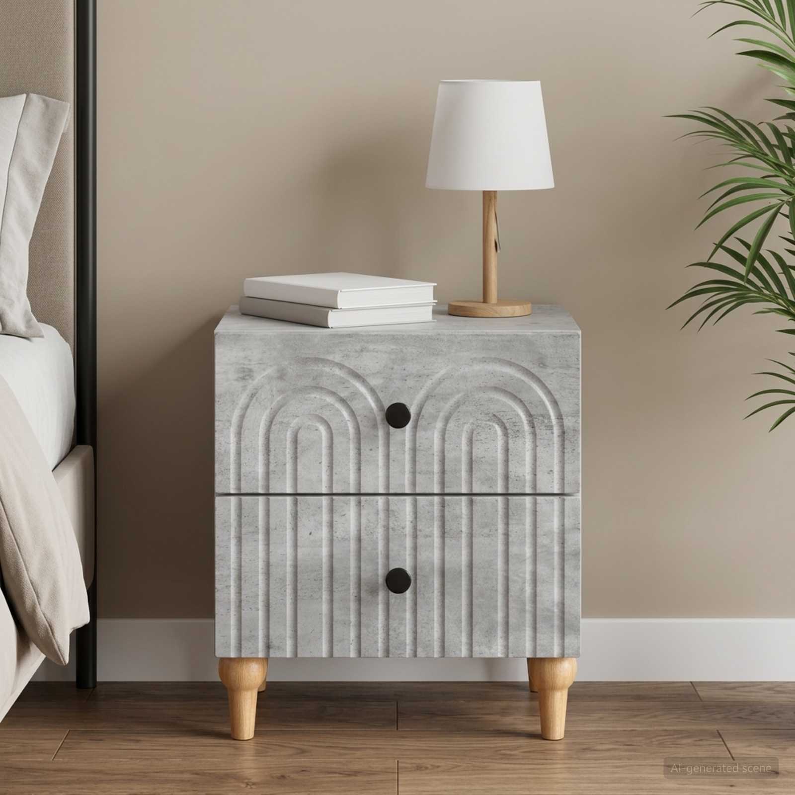 vidaXL Bedside Cabinet Concrete Grey 43 x 34.5 x 48 cm Engineered Wood 1
