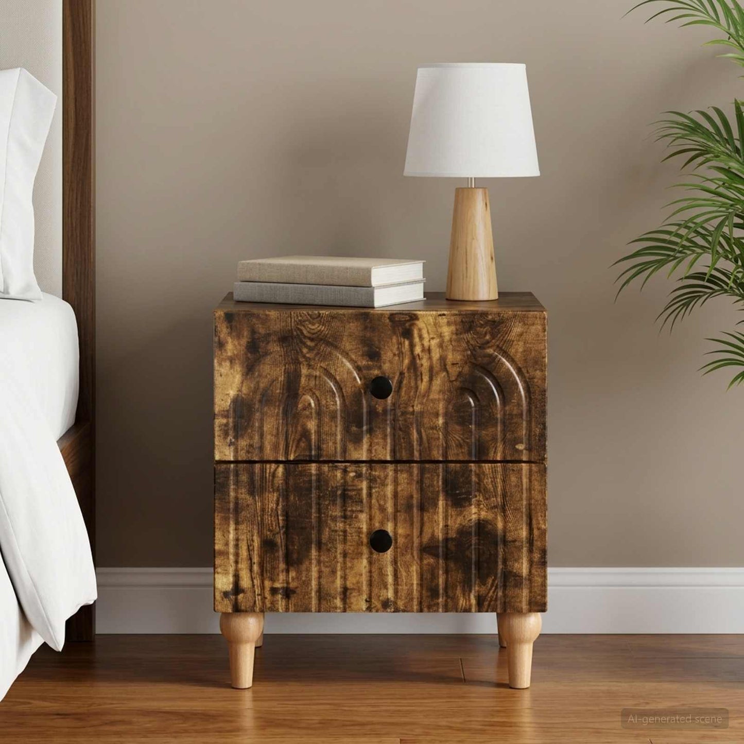 vidaXL Bedside Cabinet Smoked Oak 43 x 34.5 x 48 cm Engineered Wood 1