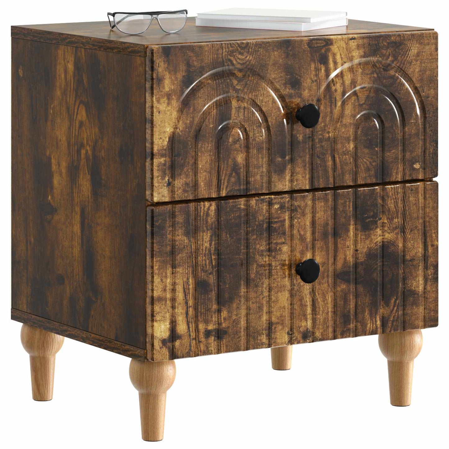vidaXL Bedside Cabinet Smoked Oak 43 x 34.5 x 48 cm Engineered Wood 3