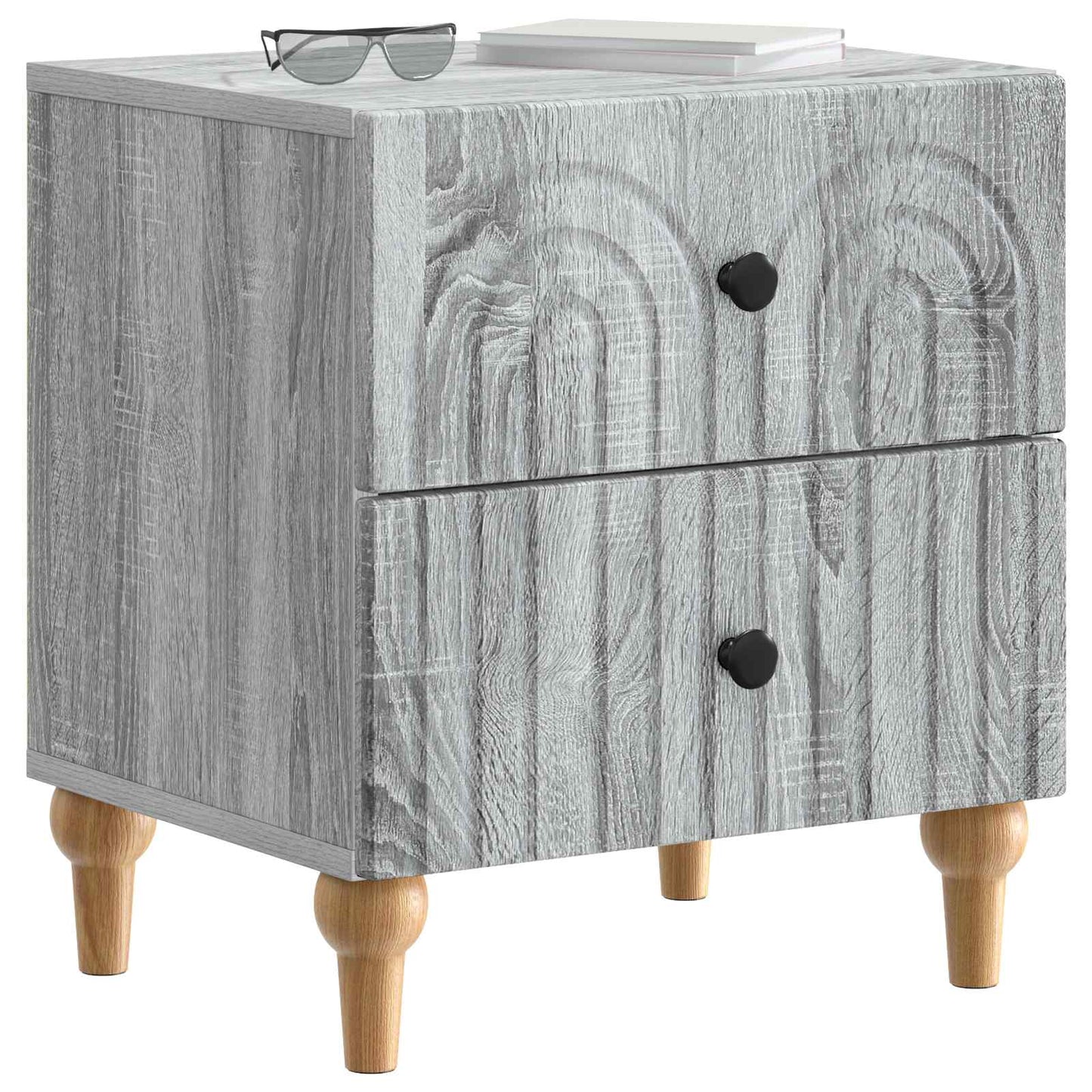 vidaXL Bedside Cabinet Grey Sonoma 43 x 34.5 x 48 cm Engineered Wood 3