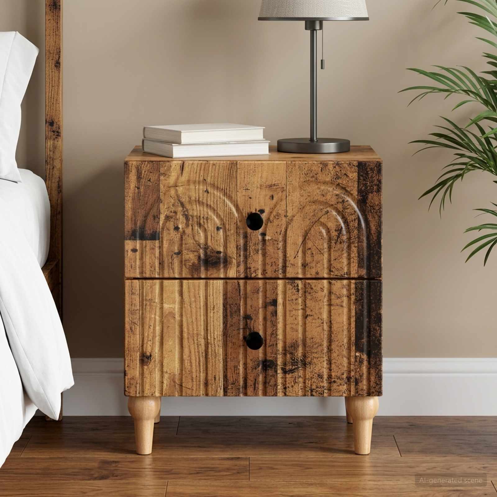 vidaXL Bedside Cabinet Old Wood 43 x 34.5 x 48 cm Engineered Wood 1