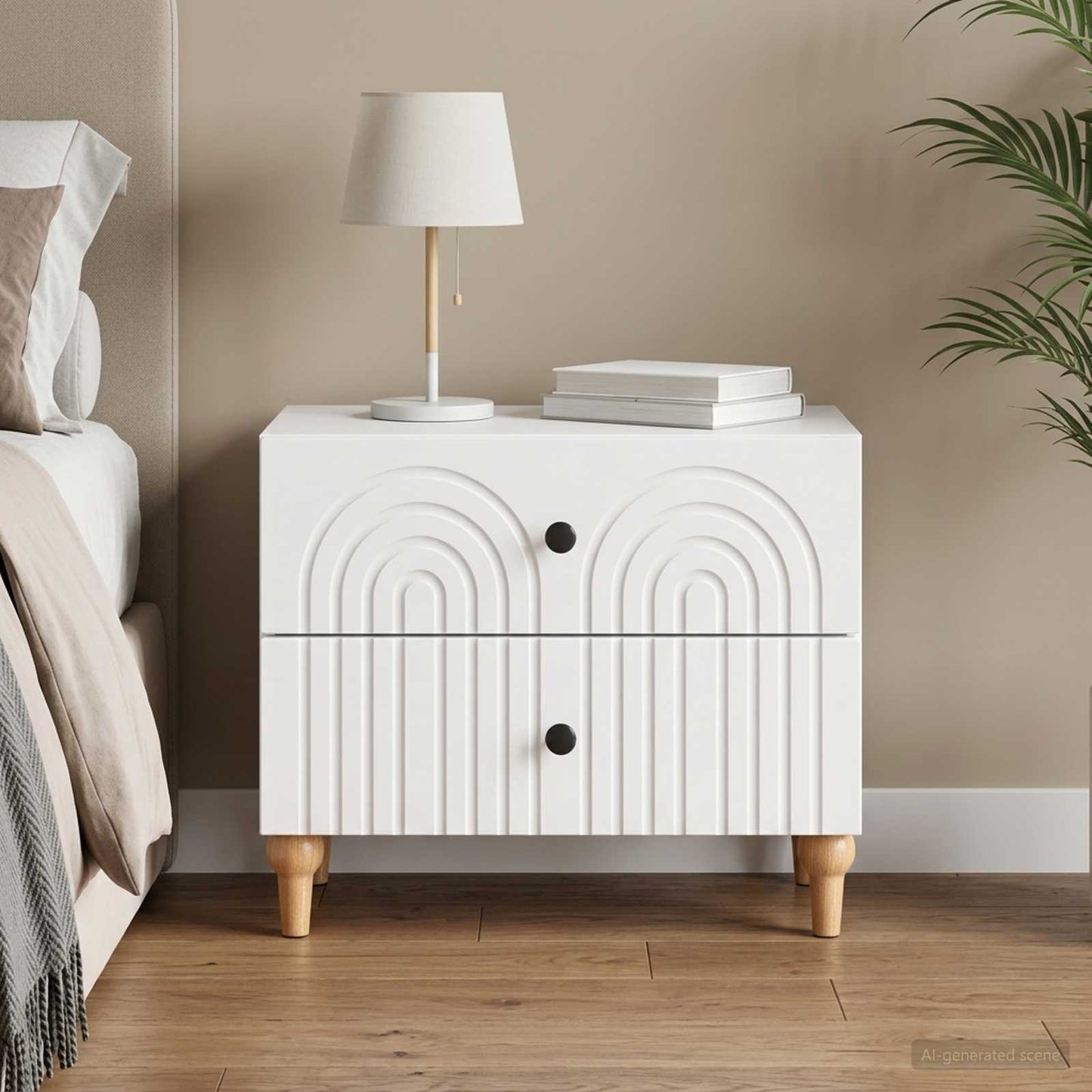 vidaXL Bedside Cabinet White 62 x 34.5 x 48 cm Engineered Wood 1