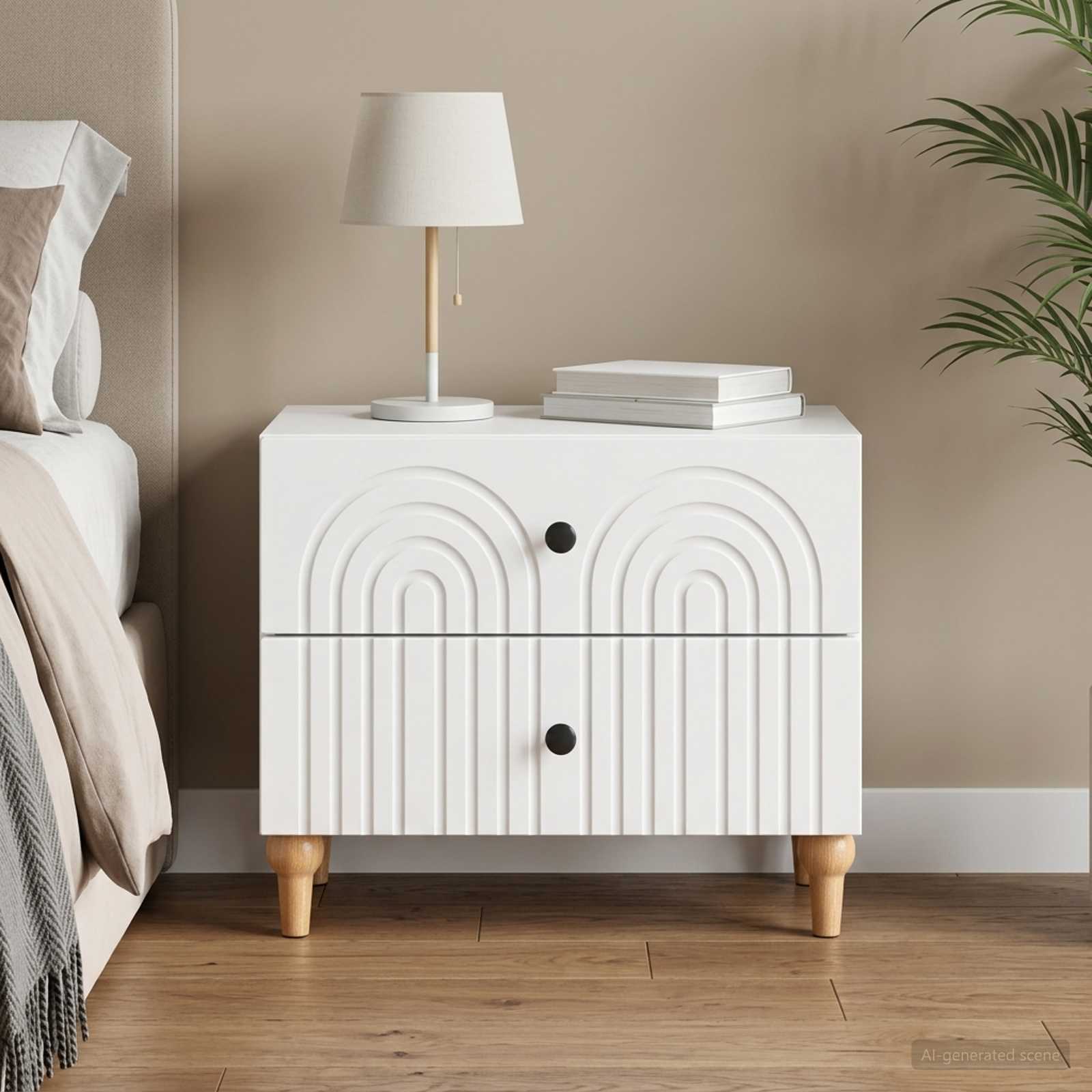 vidaXL Bedside Cabinet White 62 x 34.5 x 48 cm Engineered Wood 1