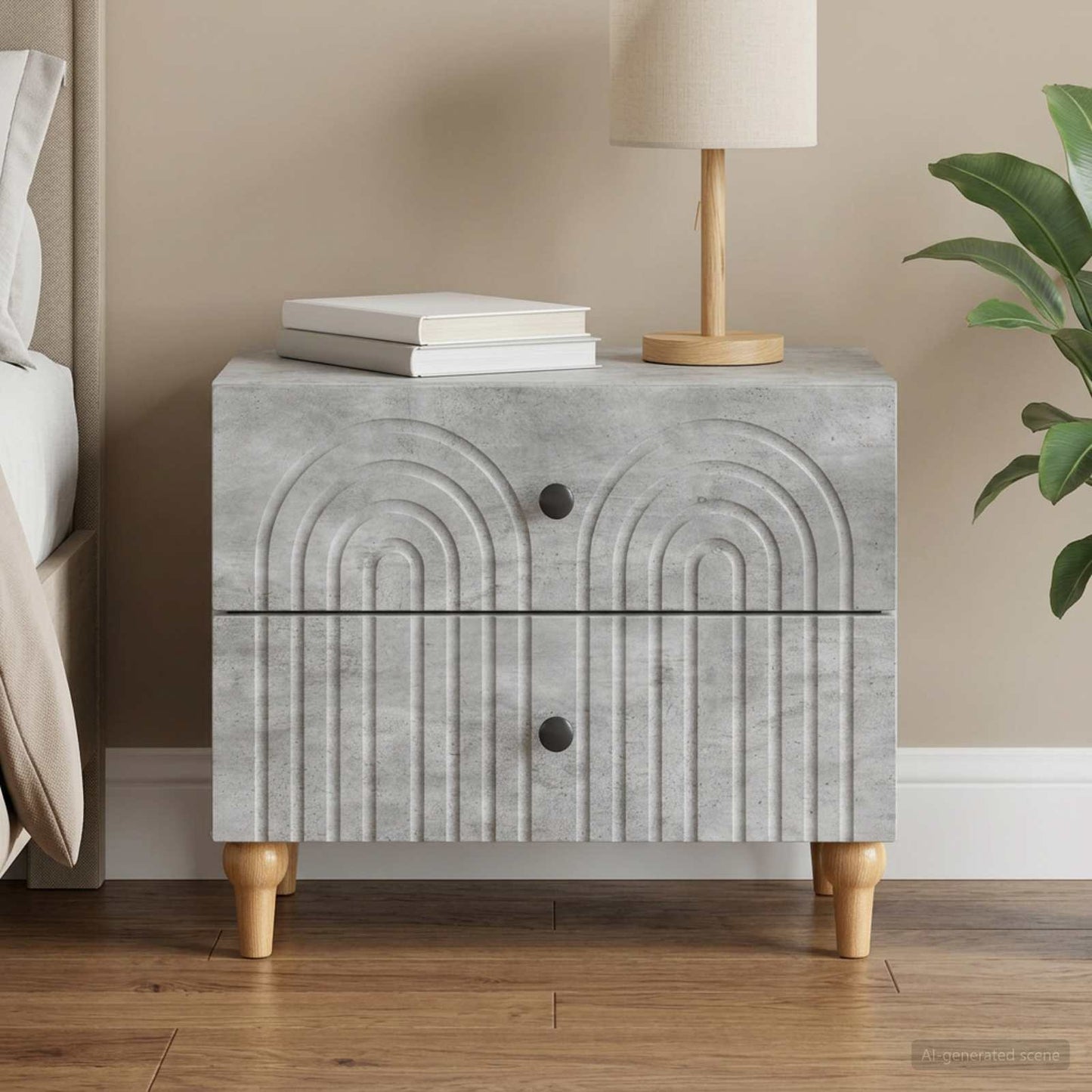 vidaXL Bedside Cabinet Concrete Grey 62 x 34.5 x 48 cm Engineered Wood 1