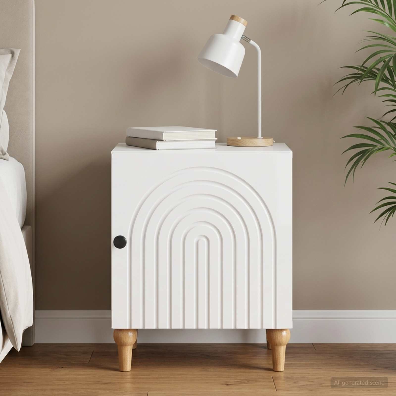 vidaXL Bedside Cabinet High Gloss White 43 x 34.5 x 50 cm 1