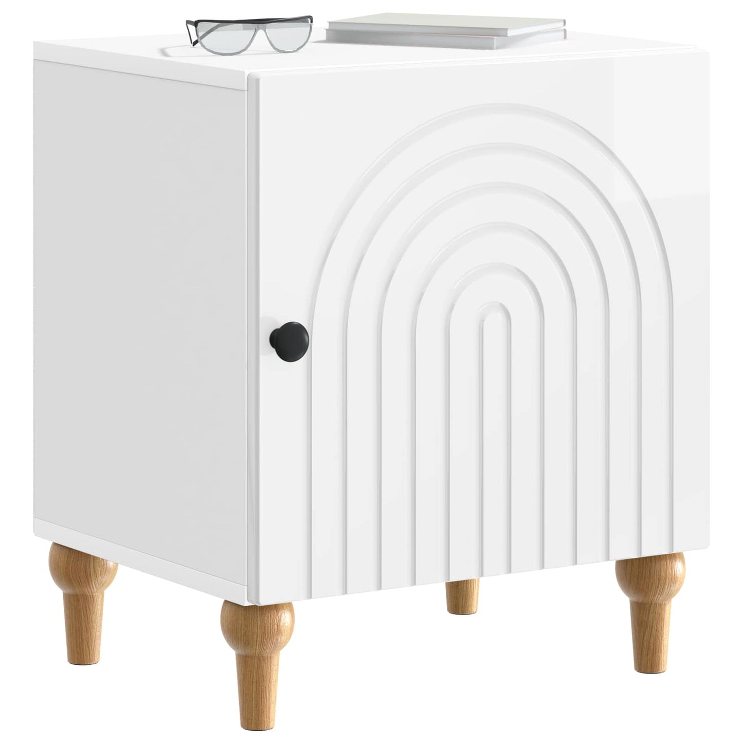 vidaXL Bedside Cabinet High Gloss White 43 x 34.5 x 50 cm 3