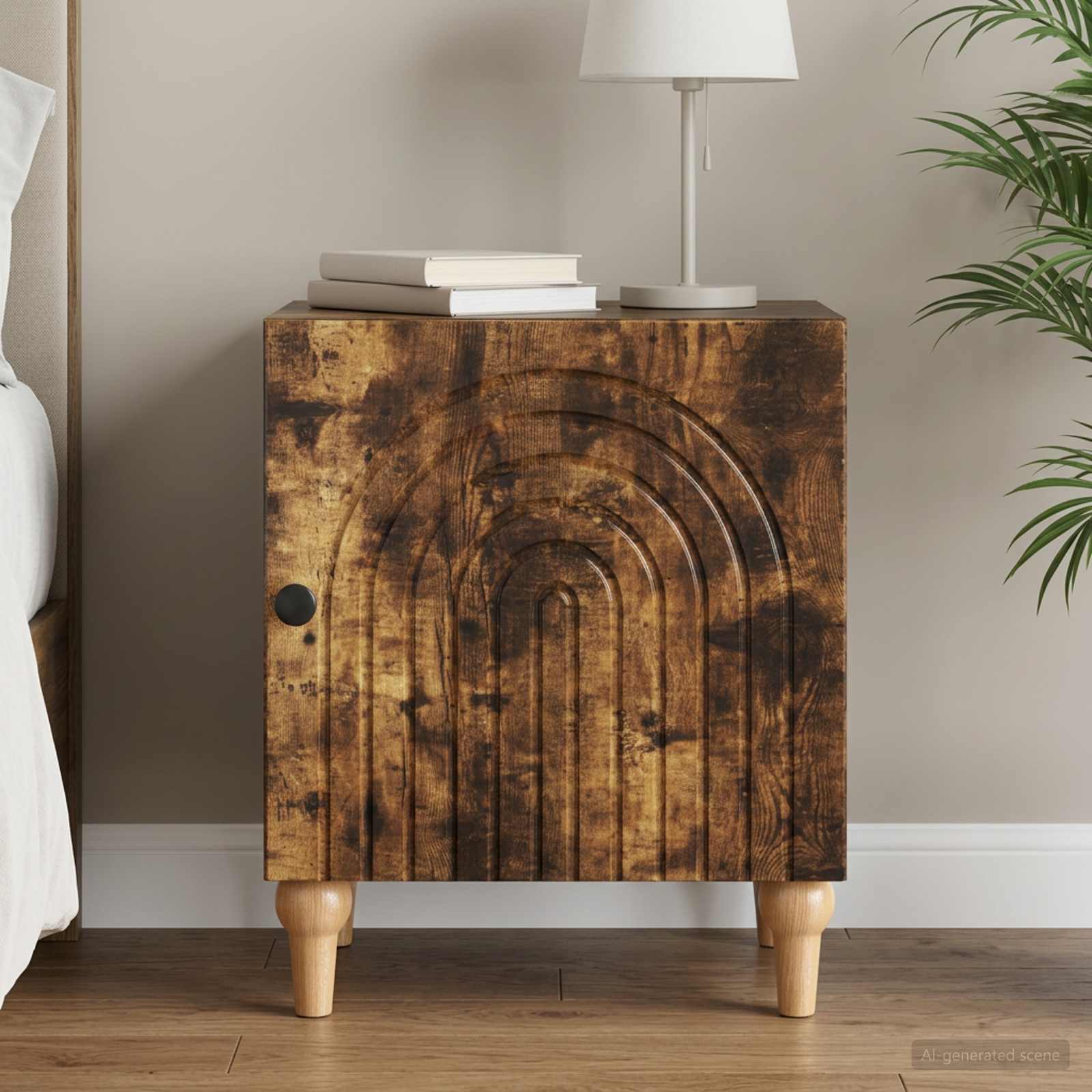 vidaXL Bedside Cabinet Smoked Oak 43 x 34.5 x 50 cm Engineered Wood 1