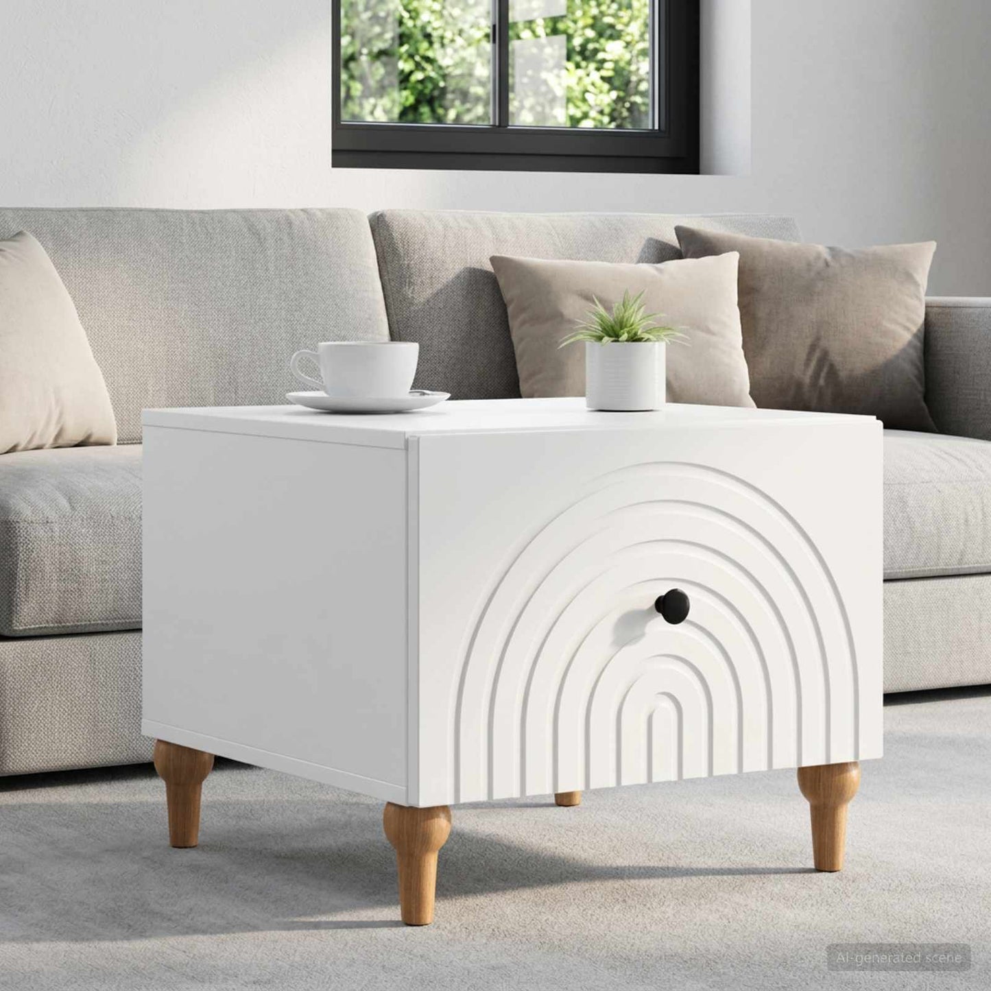 vidaXL Coffee Table with Drawer White 49 x 50 x 40 cm Engineered Wood 1
