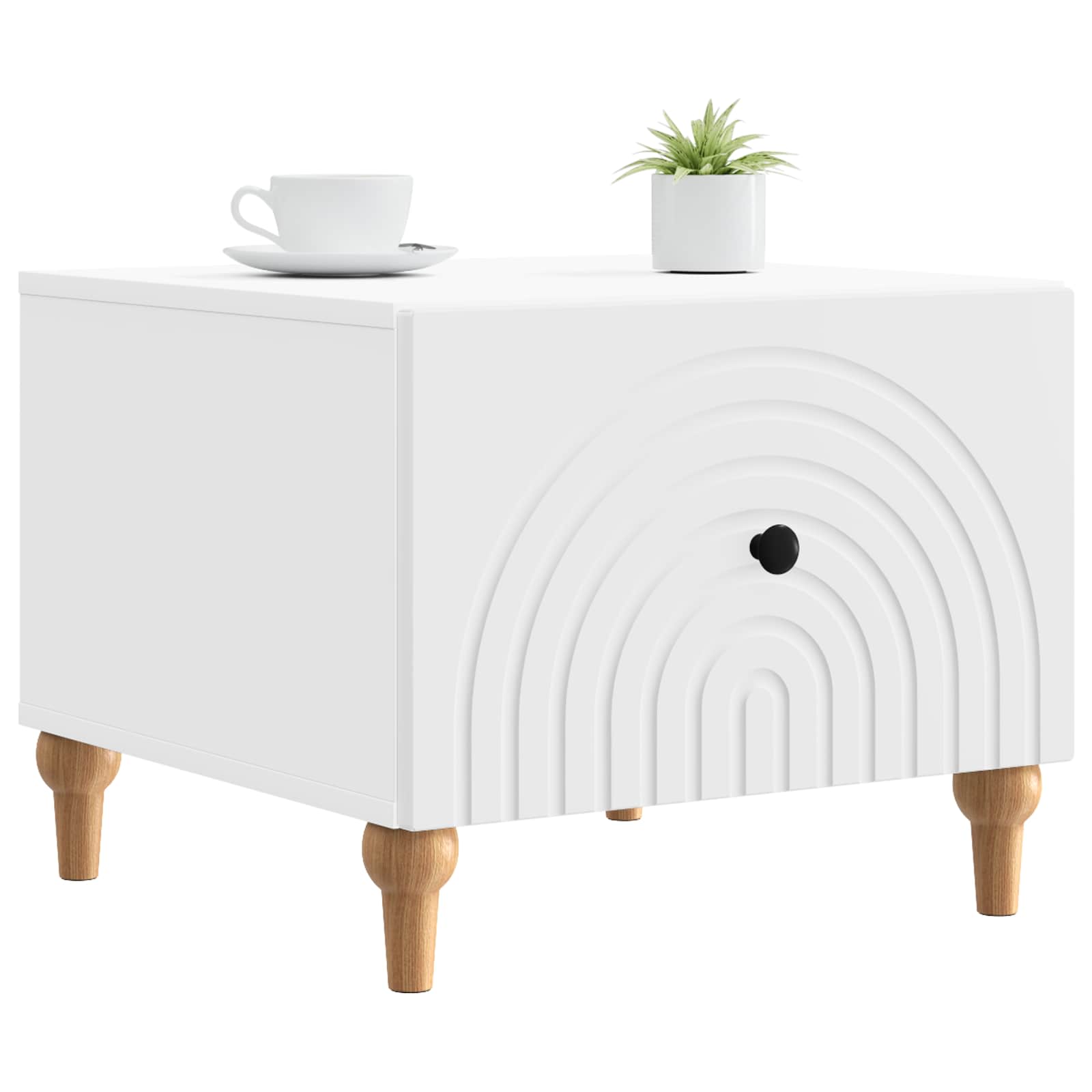 vidaXL Coffee Table with Drawer White 49 x 50 x 40 cm Engineered Wood 3