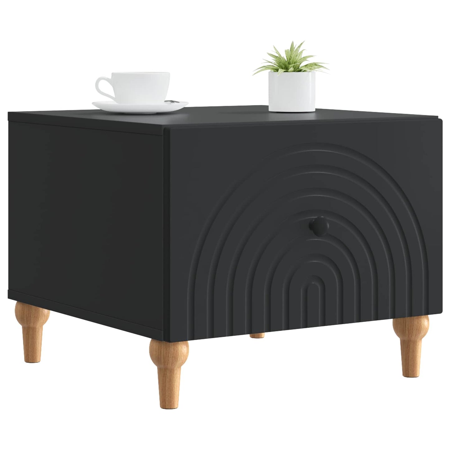 vidaXL Coffee Table with Drawer Black 49 x 50 x 40 cm Engineered Wood 3