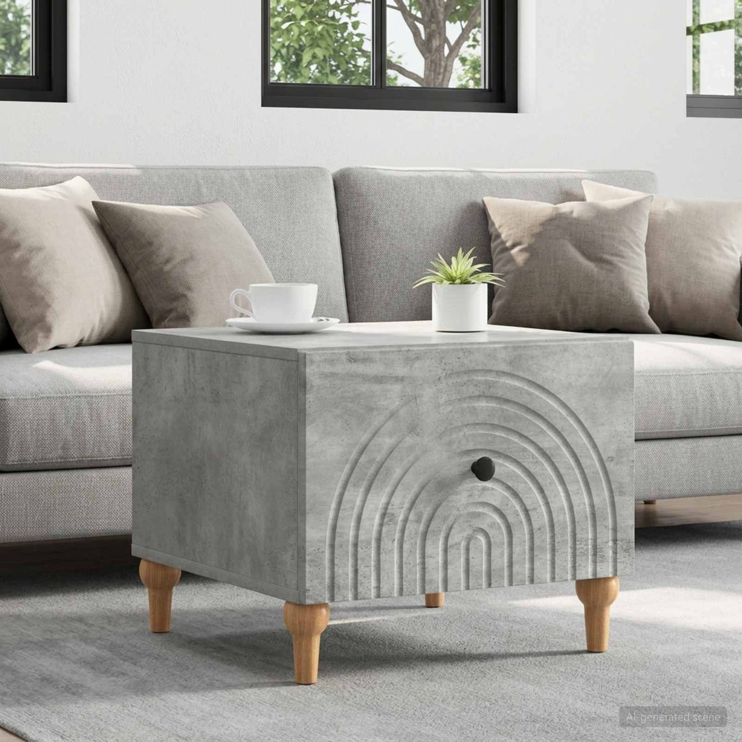 vidaXL Coffee Table Concrete Grey 49 x 50 x 40 cm Engineered Wood 1