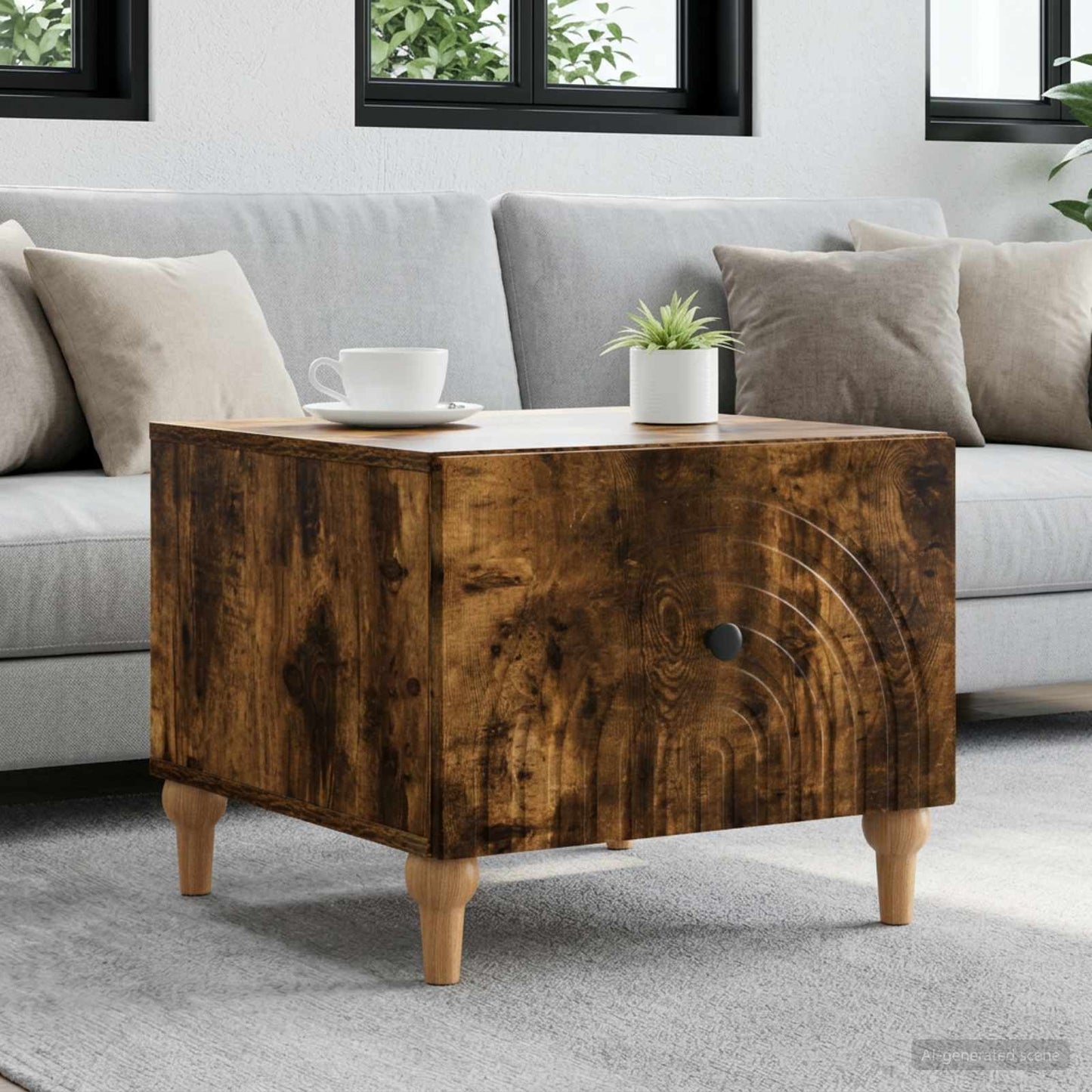 vidaXL Coffee Table Smoked Oak 49 x 50 x 40 cm Engineered Wood 1