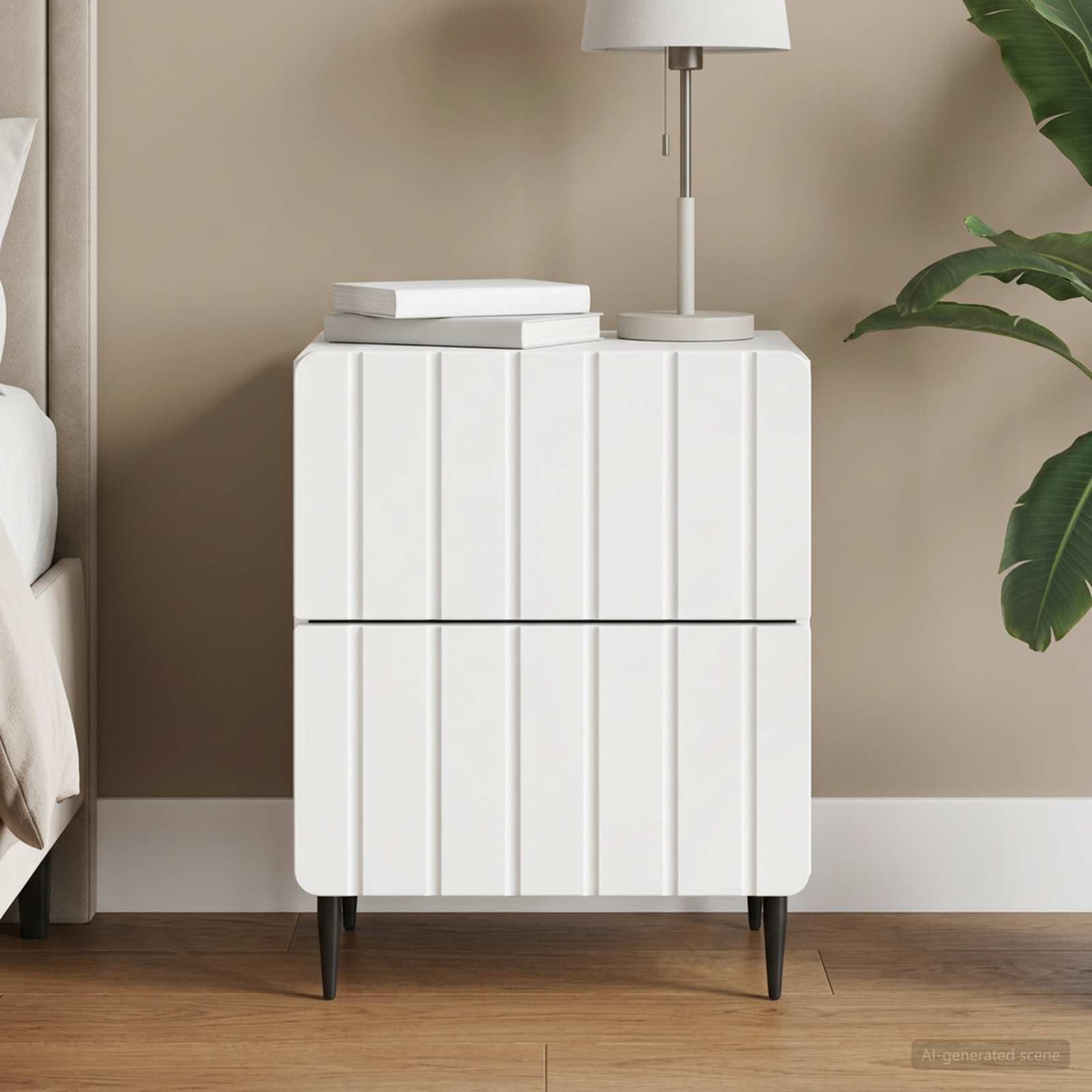 vidaXL Bedside Cabinet White 43 x 34.5 x 49.5 cm Engineered Wood 1
