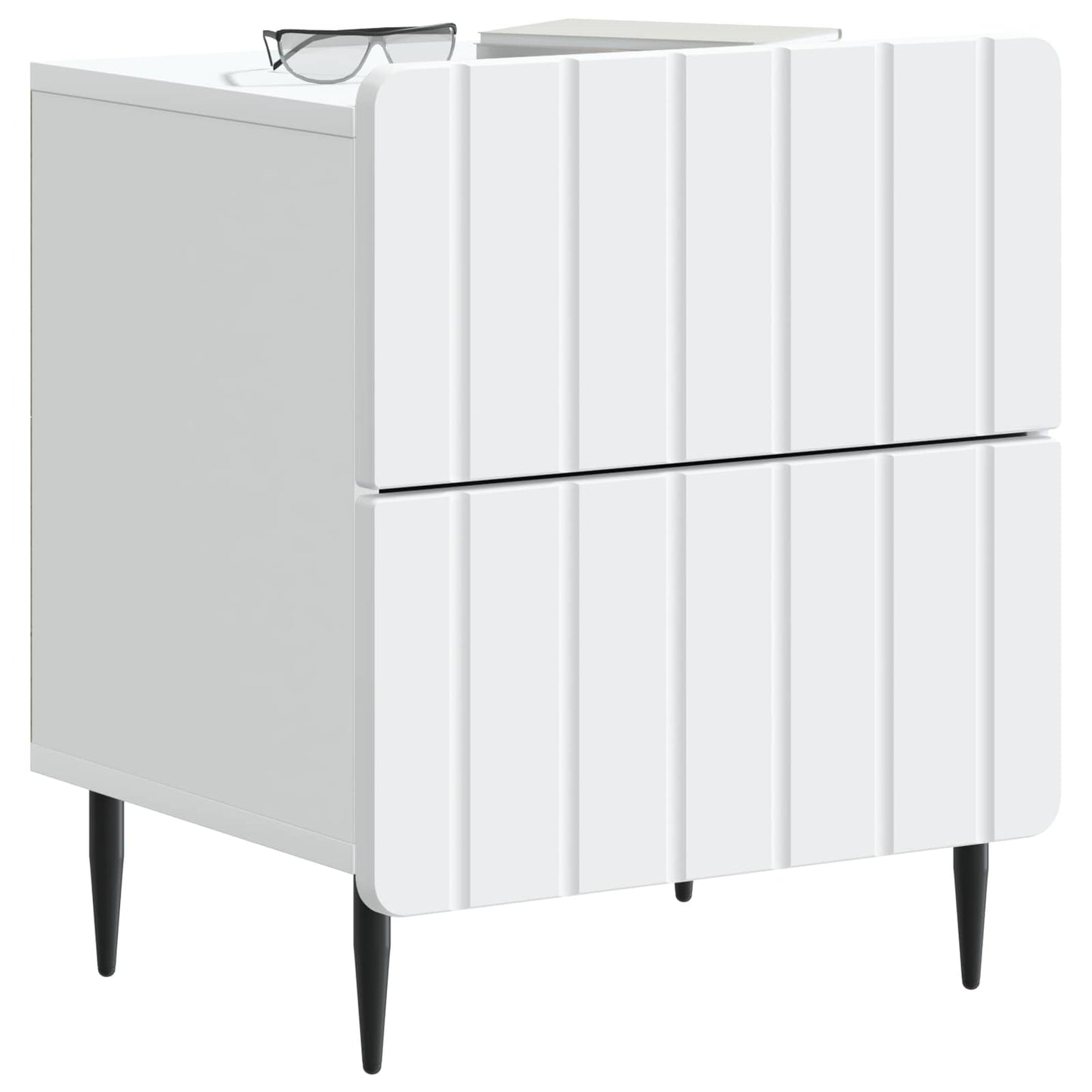 vidaXL Bedside Cabinet White 43 x 34.5 x 49.5 cm Engineered Wood 3