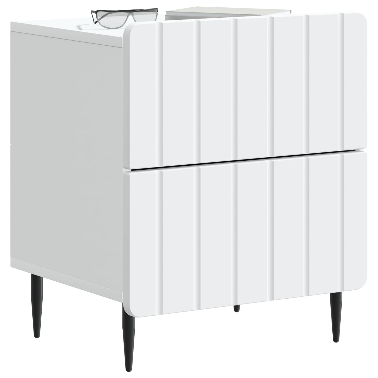 vidaXL Bedside Cabinet White 43 x 34.5 x 49.5 cm Engineered Wood 3