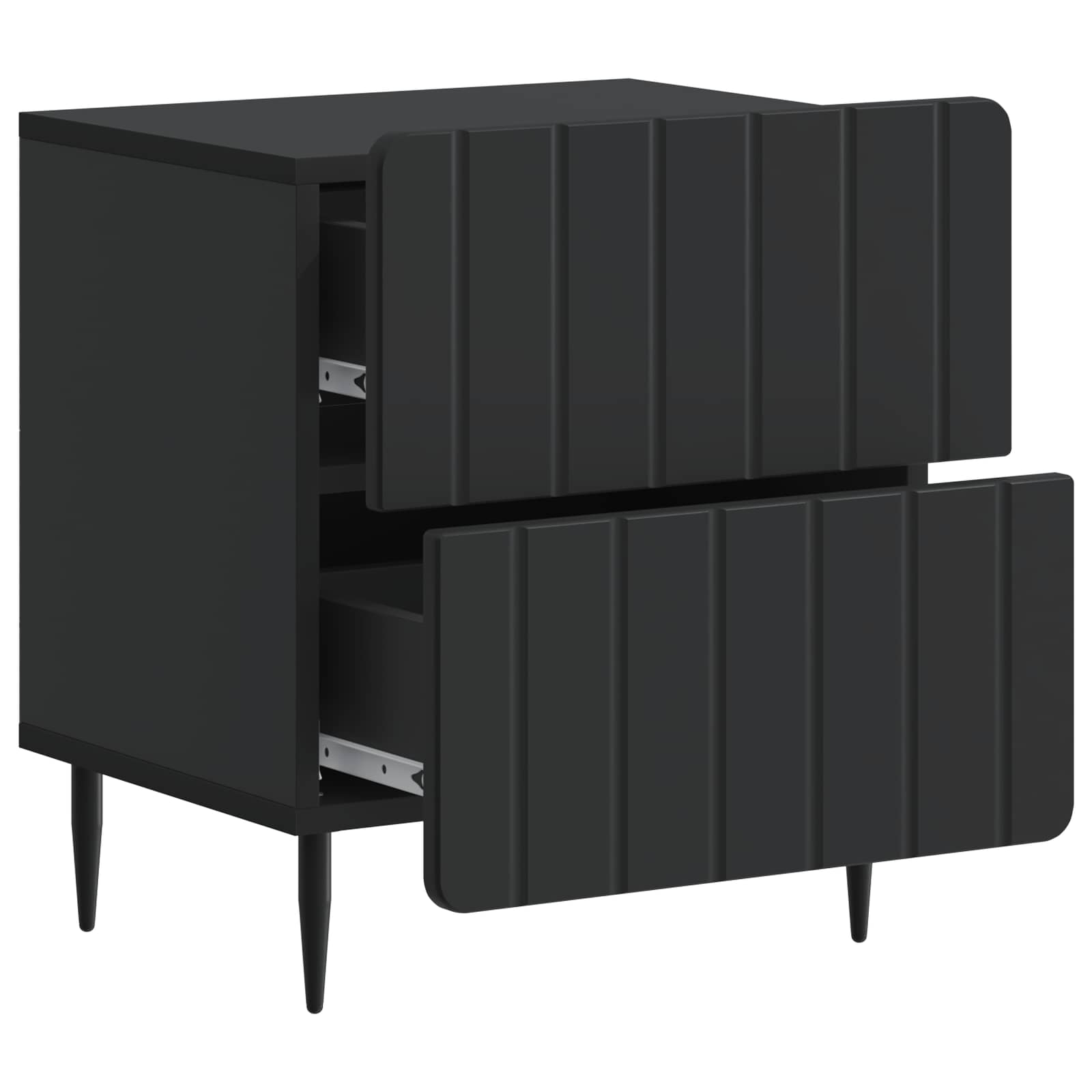 vidaXL Bedside Cabinet Black 43 x 34.5 x 49.5 cm Engineered Wood 4