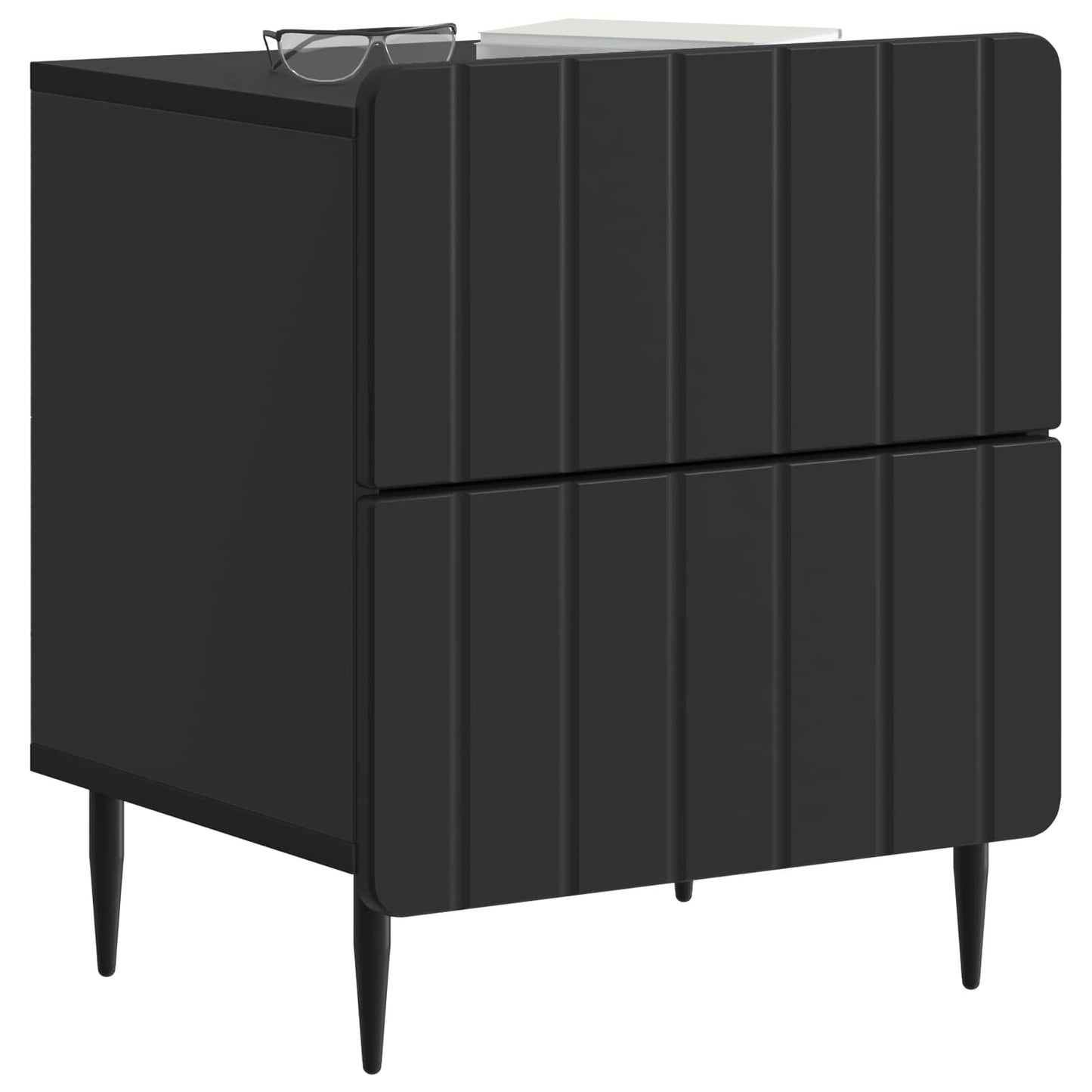 vidaXL Bedside Cabinet Black 43 x 34.5 x 49.5 cm Engineered Wood 3