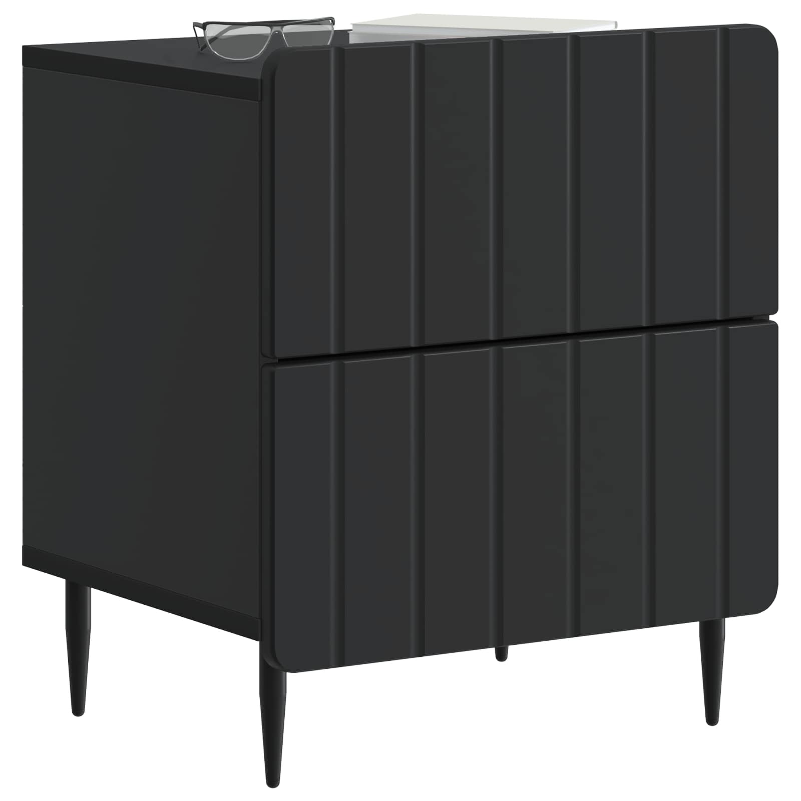 vidaXL Bedside Cabinet Black 43 x 34.5 x 49.5 cm Engineered Wood 3