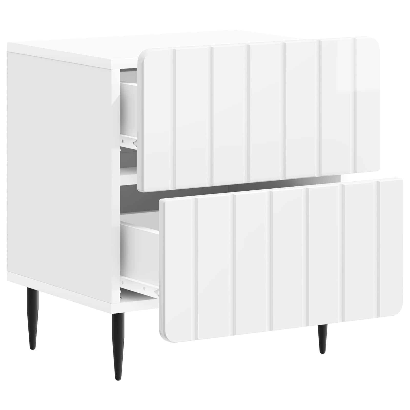 vidaXL Bedside Cabinet High Gloss White 43 x 34.5 x 49.5 cm 4