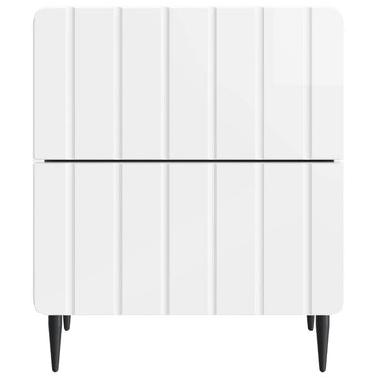 vidaXL Bedside Cabinet High Gloss White 43 x 34.5 x 49.5 cm 5