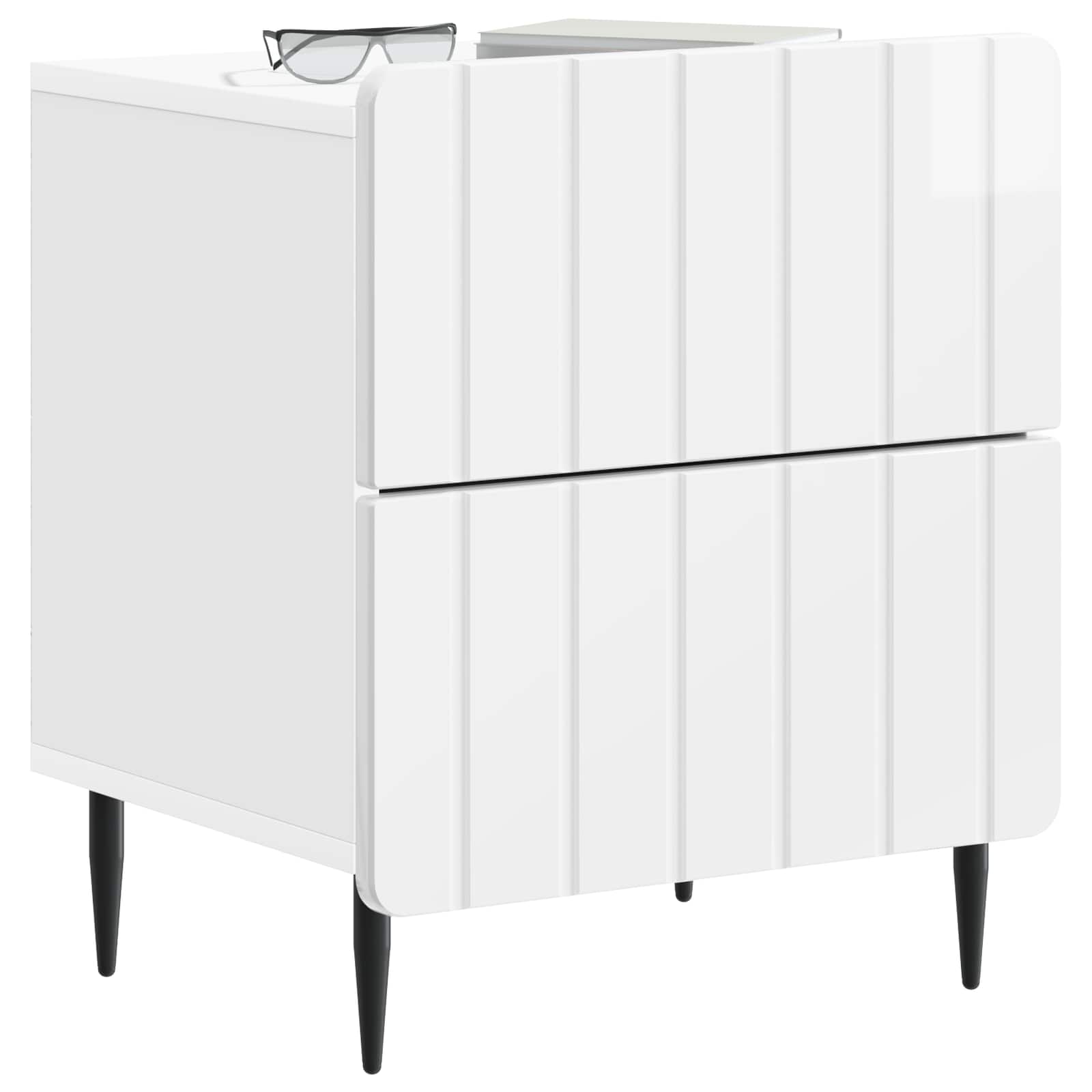 vidaXL Bedside Cabinet High Gloss White 43 x 34.5 x 49.5 cm 3
