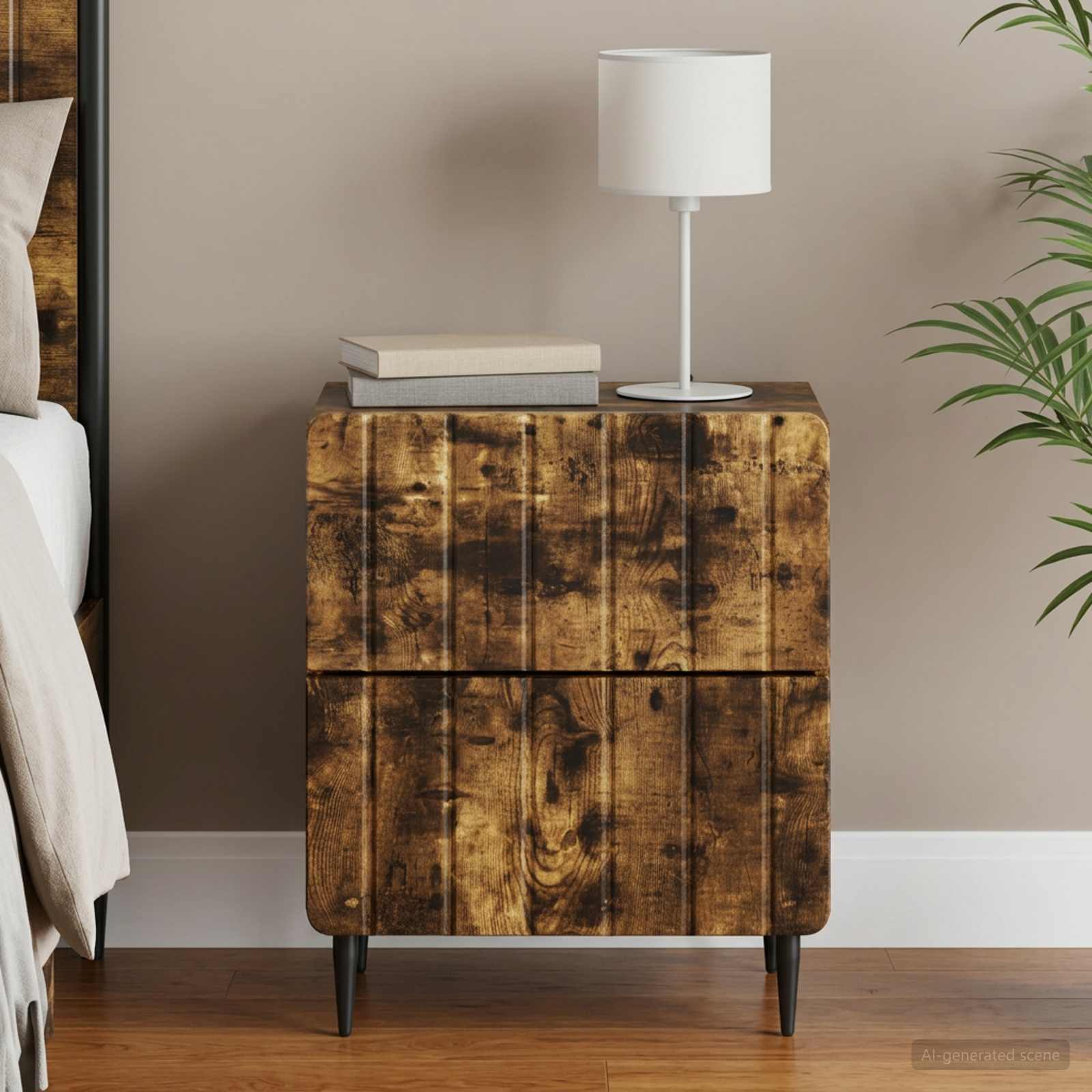 vidaXL Bedside Cabinet Smoked Oak 43 x 34.5 x 49.5 cm Engineered Wood 1