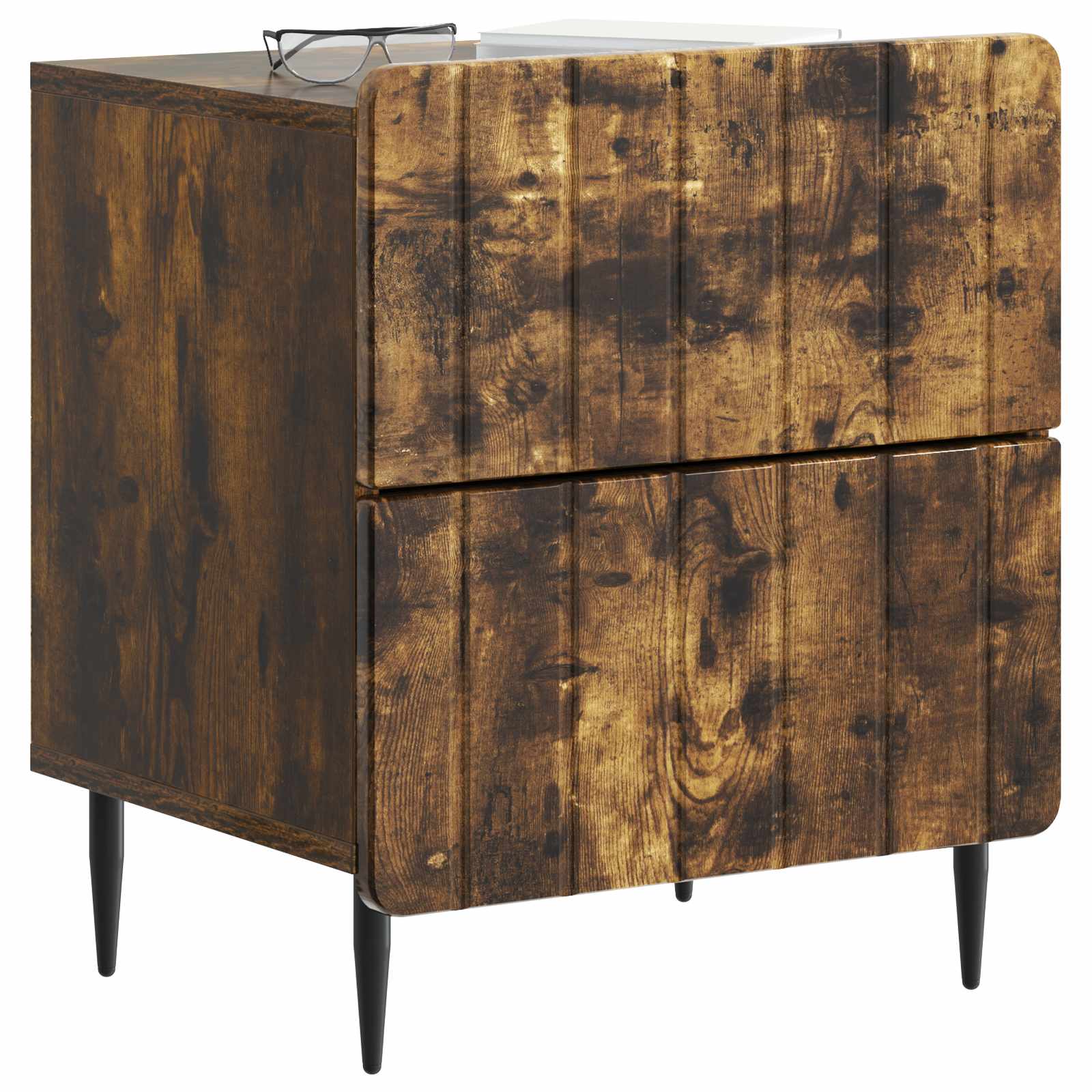 vidaXL Bedside Cabinet Smoked Oak 43 x 34.5 x 49.5 cm Engineered Wood 3