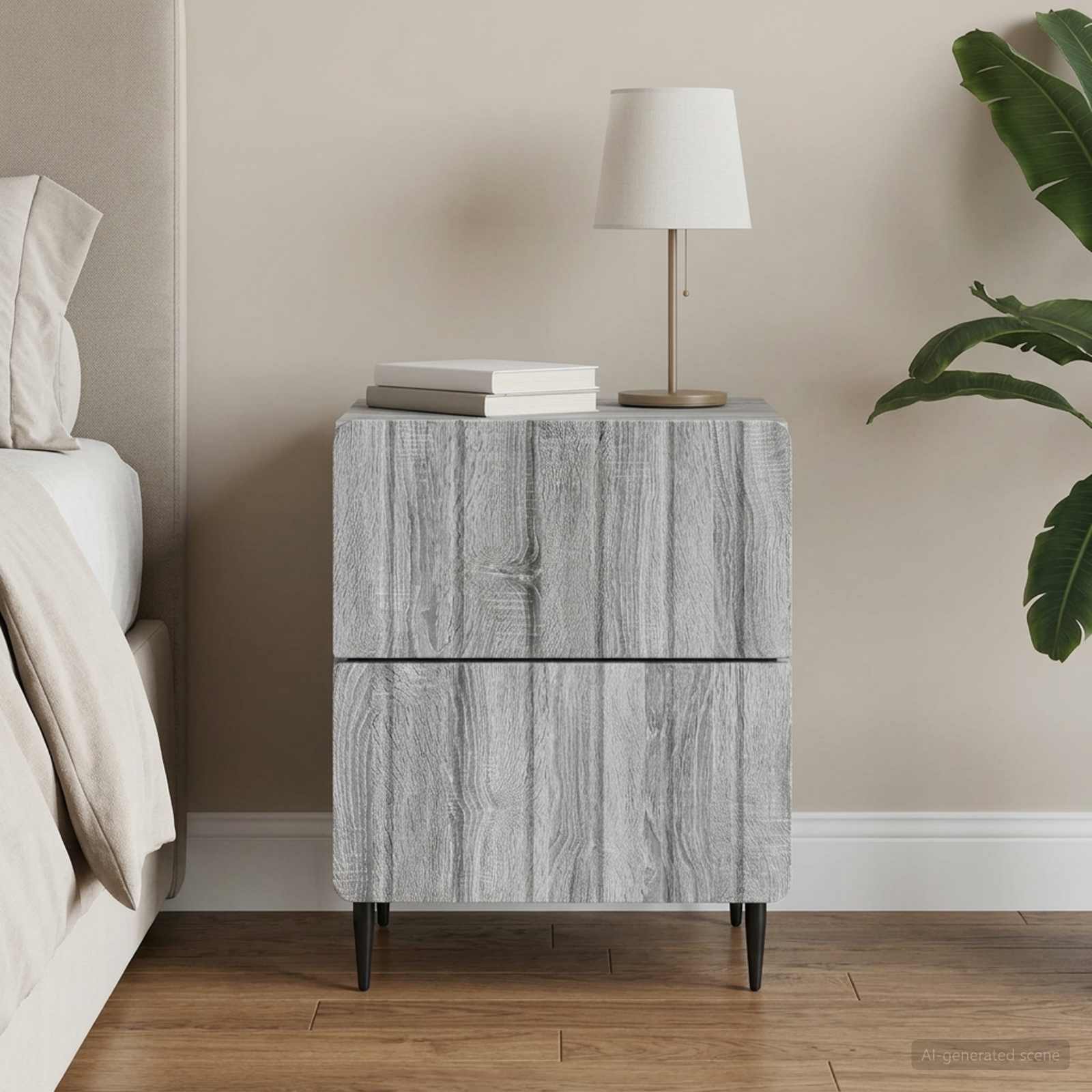 vidaXL Bedside Cabinet Grey Sonoma 43 x 34.5 x 49.5 cm Engineered Wood 1