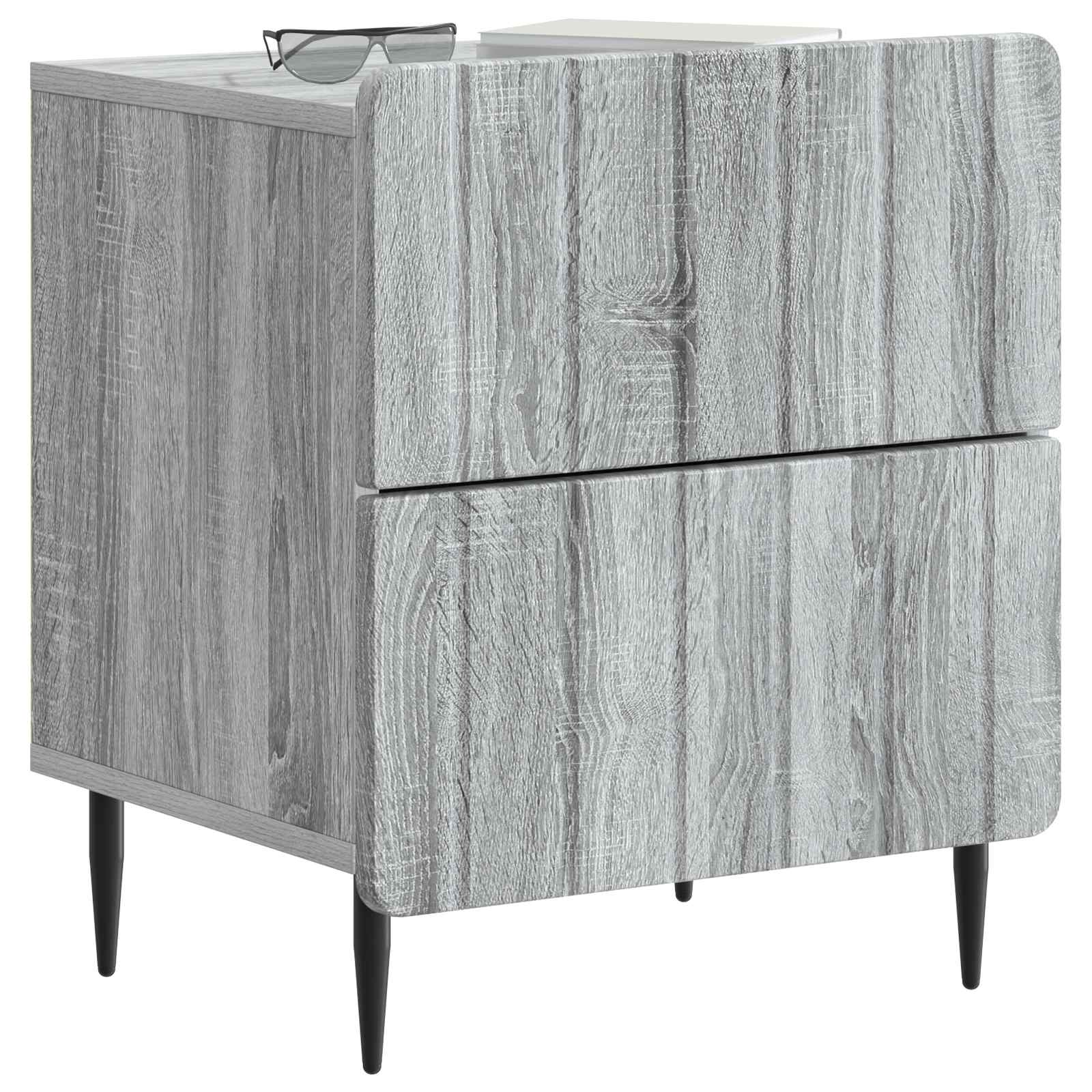 vidaXL Bedside Cabinet Grey Sonoma 43 x 34.5 x 49.5 cm Engineered Wood 3