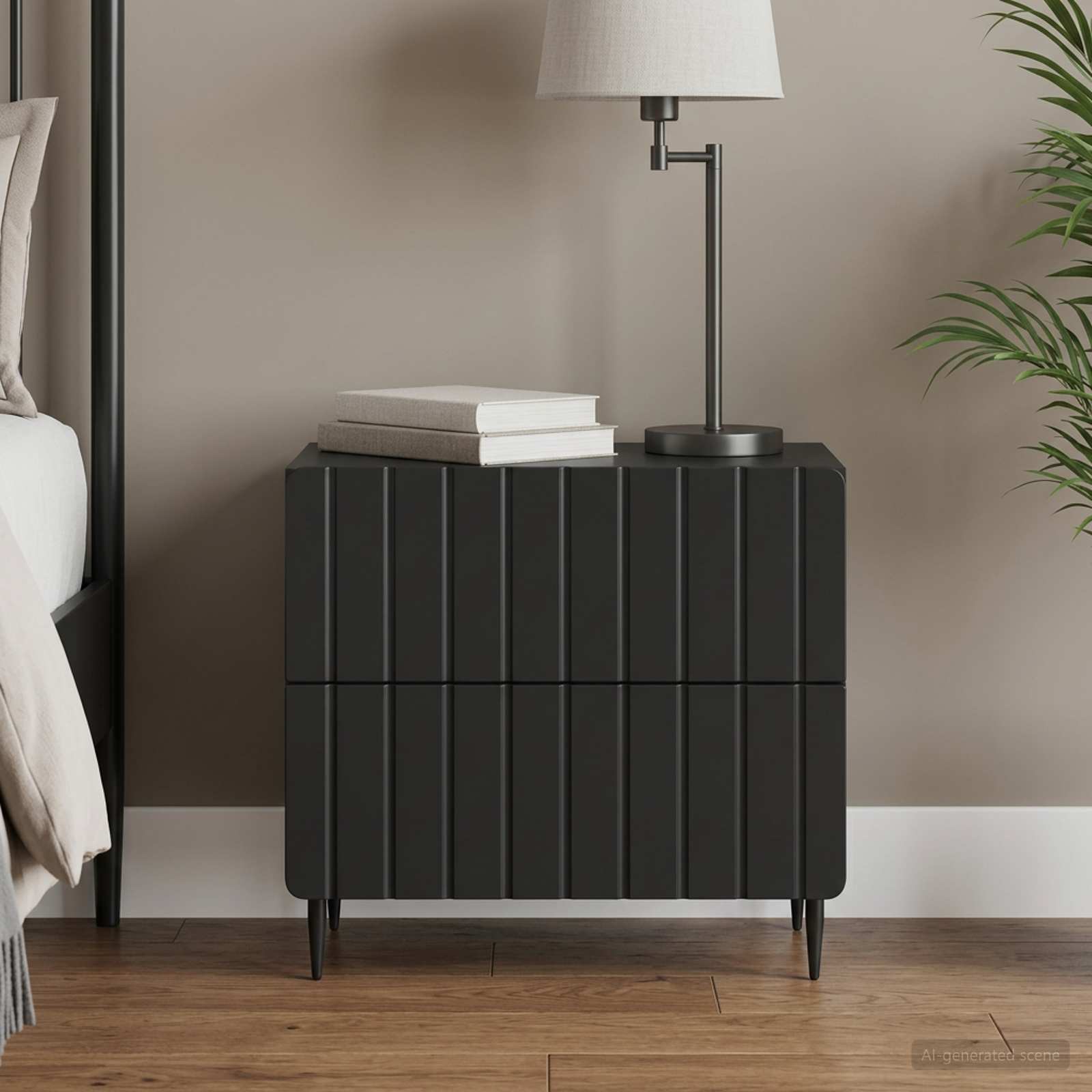 vidaXL Bedside Cabinet Black 62 x 34.5 x 49.5 cm Engineered Wood 1