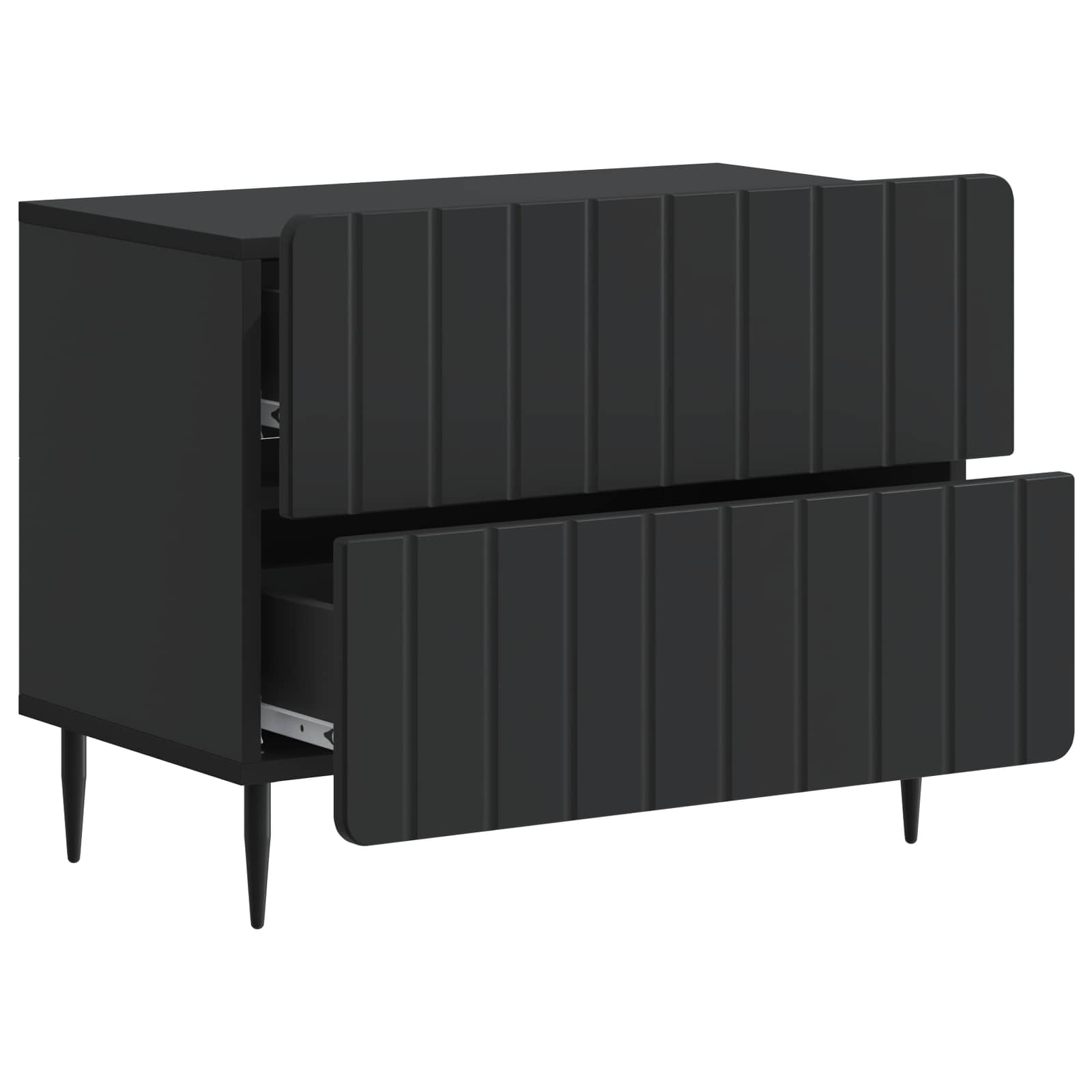 vidaXL Bedside Cabinet Black 62 x 34.5 x 49.5 cm Engineered Wood 4