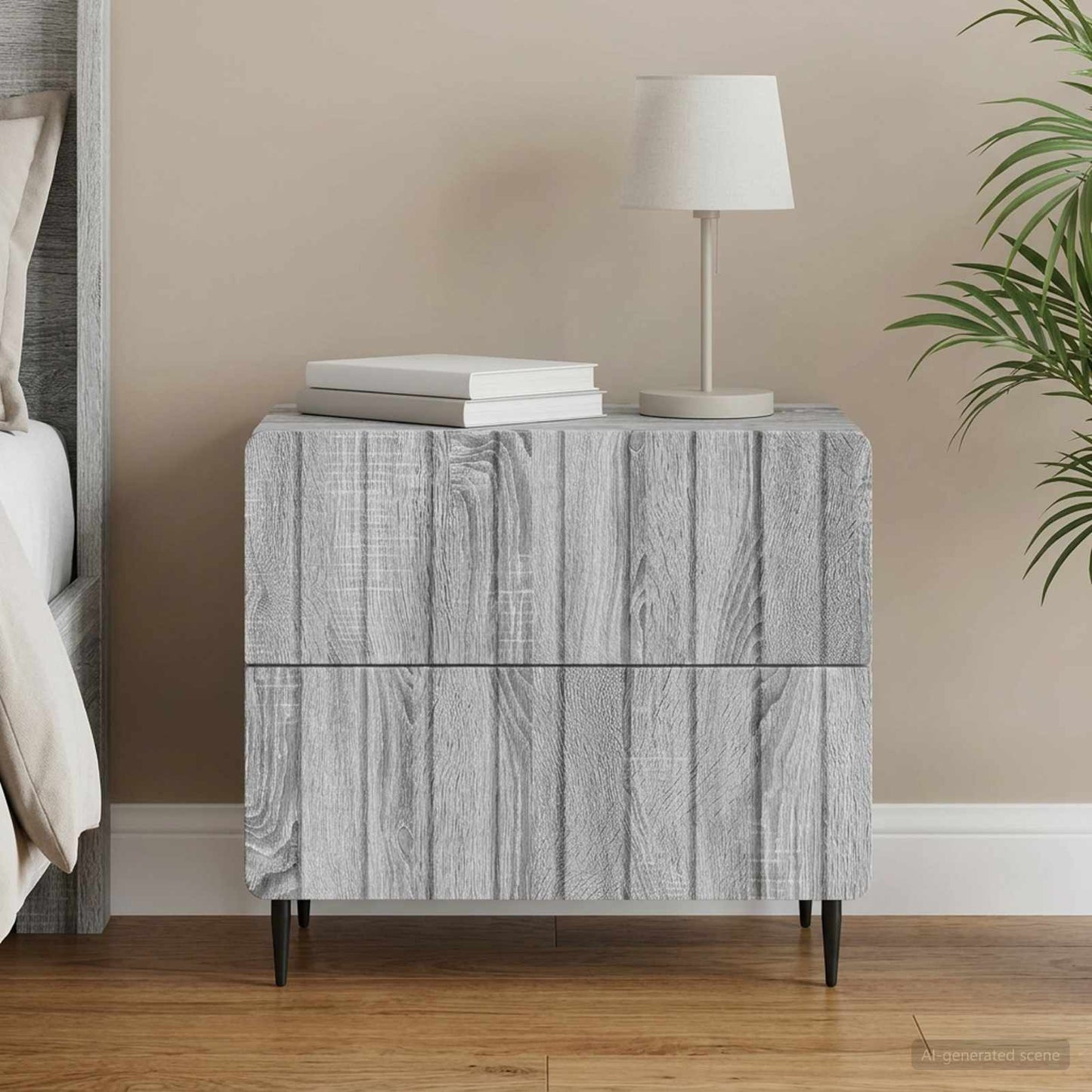 vidaXL Bedside Cabinet Grey Sonoma 62 x 34.5 x 49.5 cm Engineered Wood 1