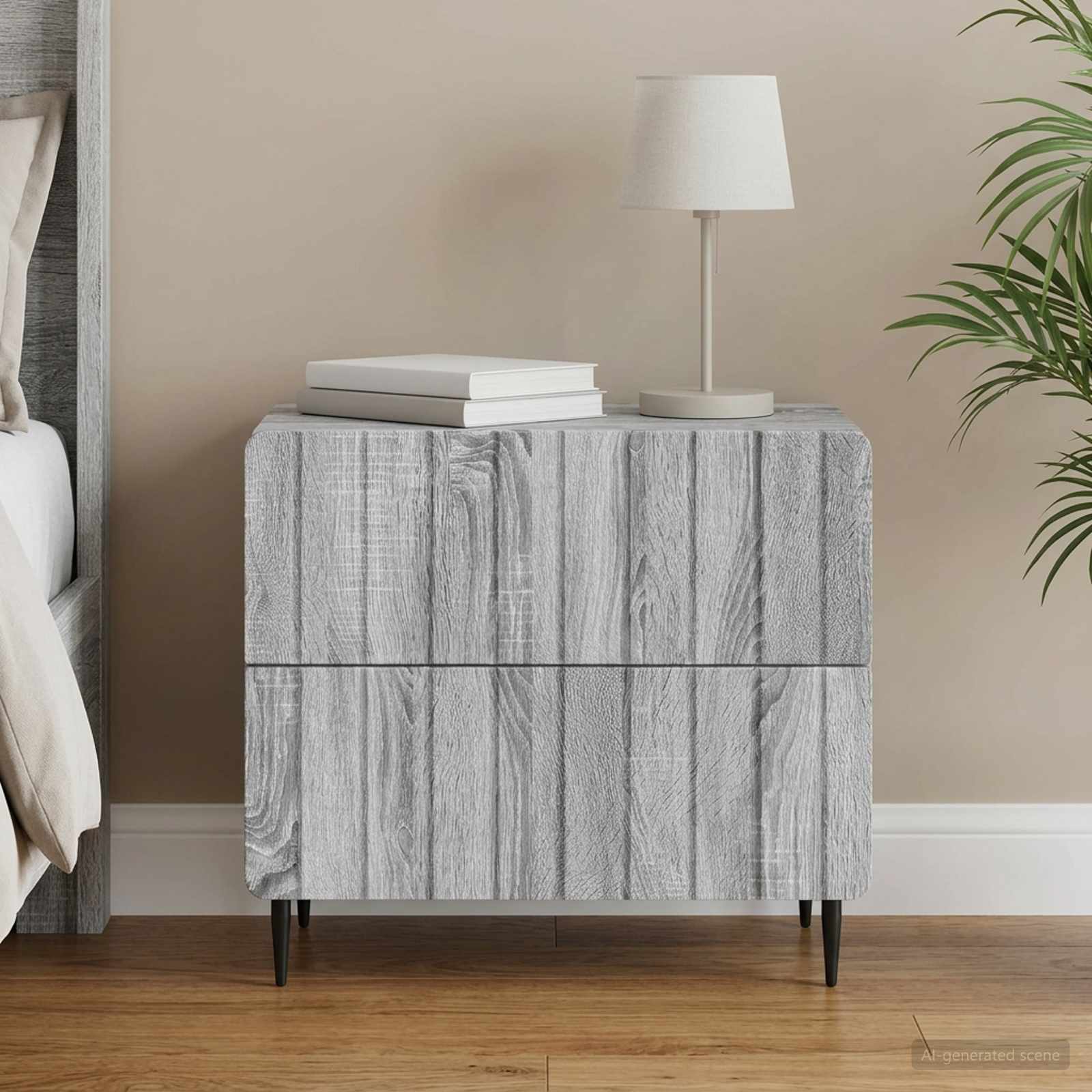 vidaXL Bedside Cabinet Grey Sonoma 62 x 34.5 x 49.5 cm Engineered Wood 1