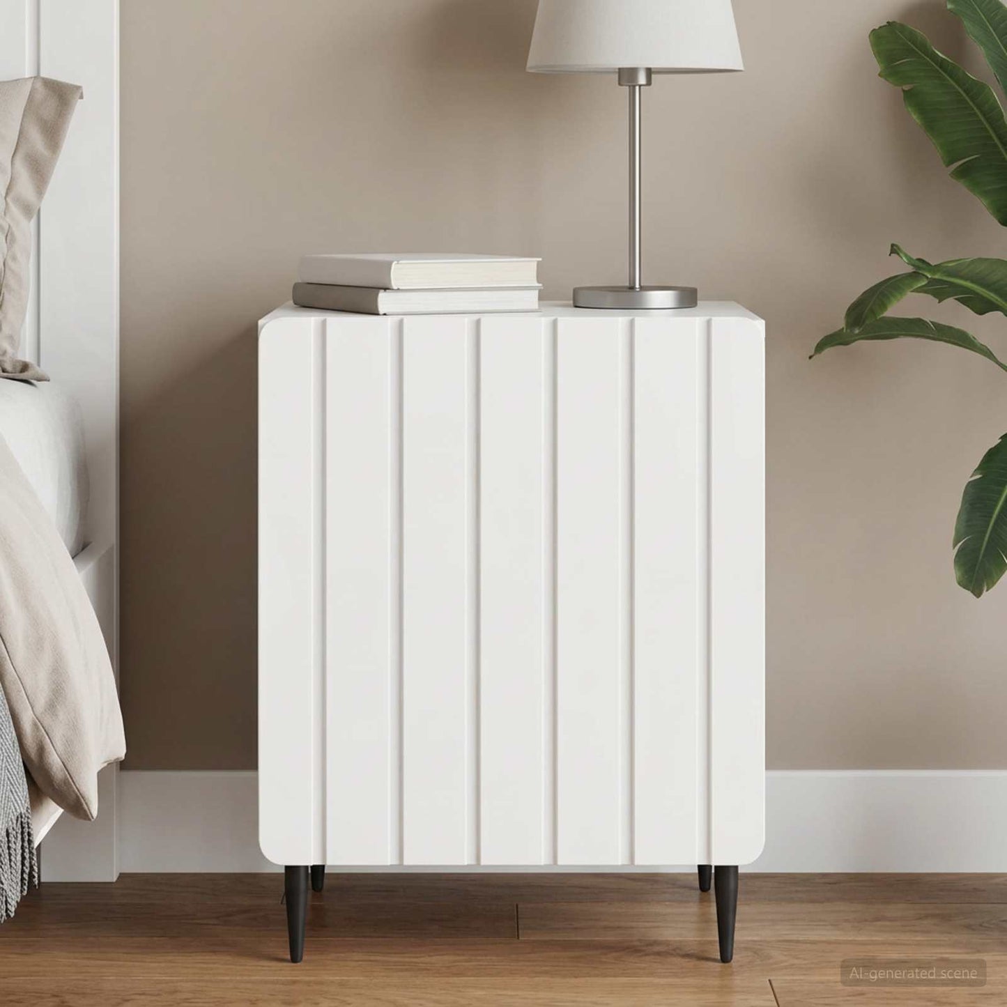 vidaXL Bedside Cabinet High Gloss White 43 x 34.5 x 52 cm 1