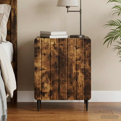 vidaXL Bedside Cabinet Smoked Oak 43 x 34.5 x 52 cm Engineered Wood 1