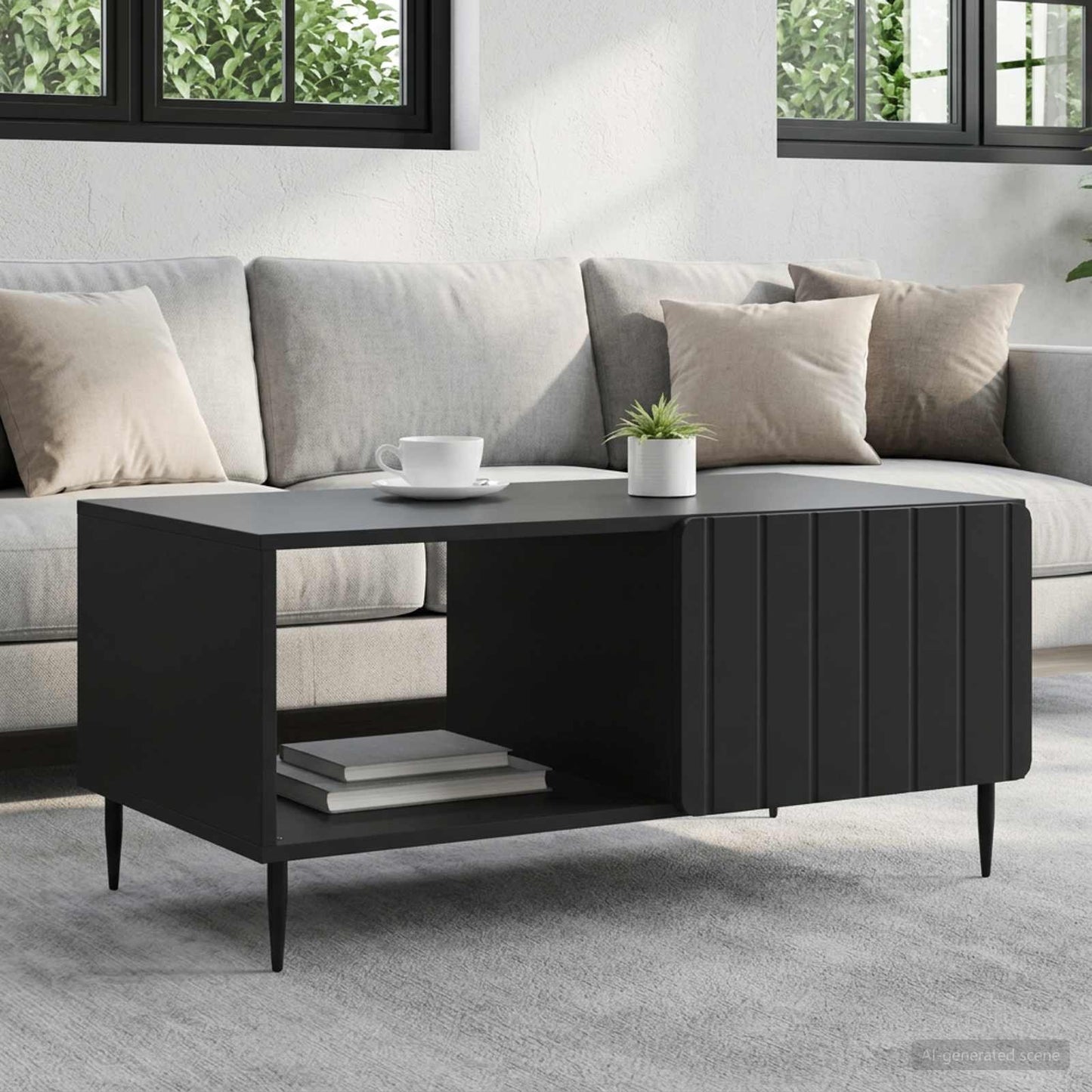 vidaXL Coffee Table Black 90 x 50 x 40 cm Engineered Wood 1