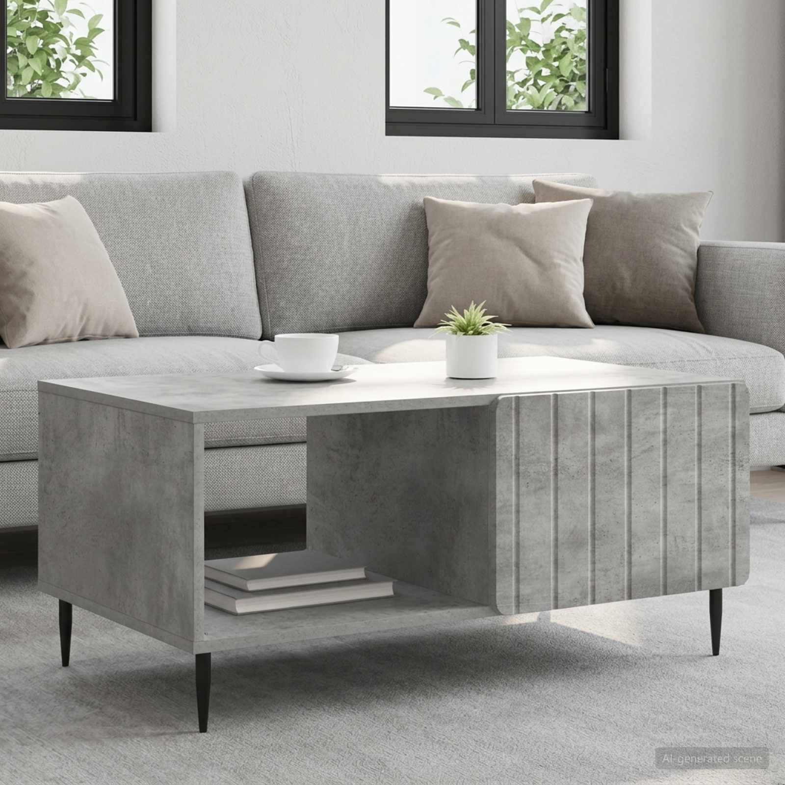 vidaXL Coffee Table Concrete Grey 90 x 50 x 40 cm Engineered Wood 1