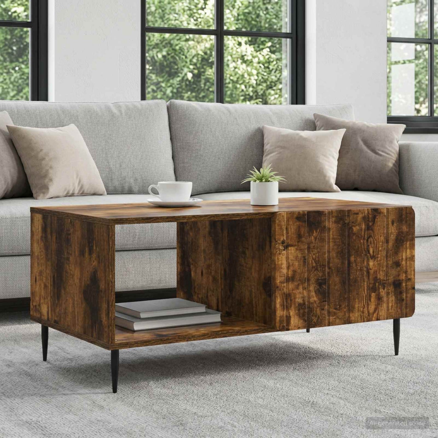 vidaXL Coffee Table Smoked Oak 90 x 50 x 40 cm Engineered Wood 1