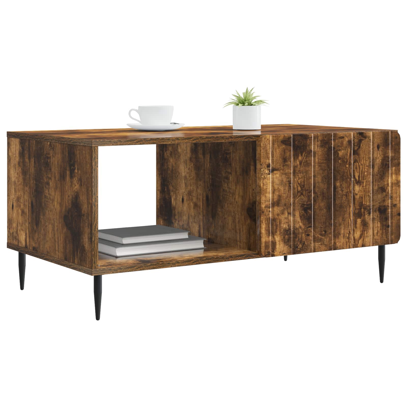 vidaXL Coffee Table Smoked Oak 90 x 50 x 40 cm Engineered Wood 3