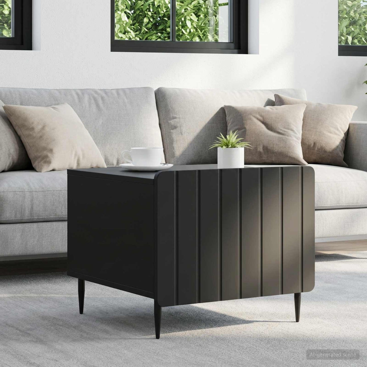 vidaXL Coffee Table with Drawer Black 49 x 50 x 42 cm Engineered Wood 1