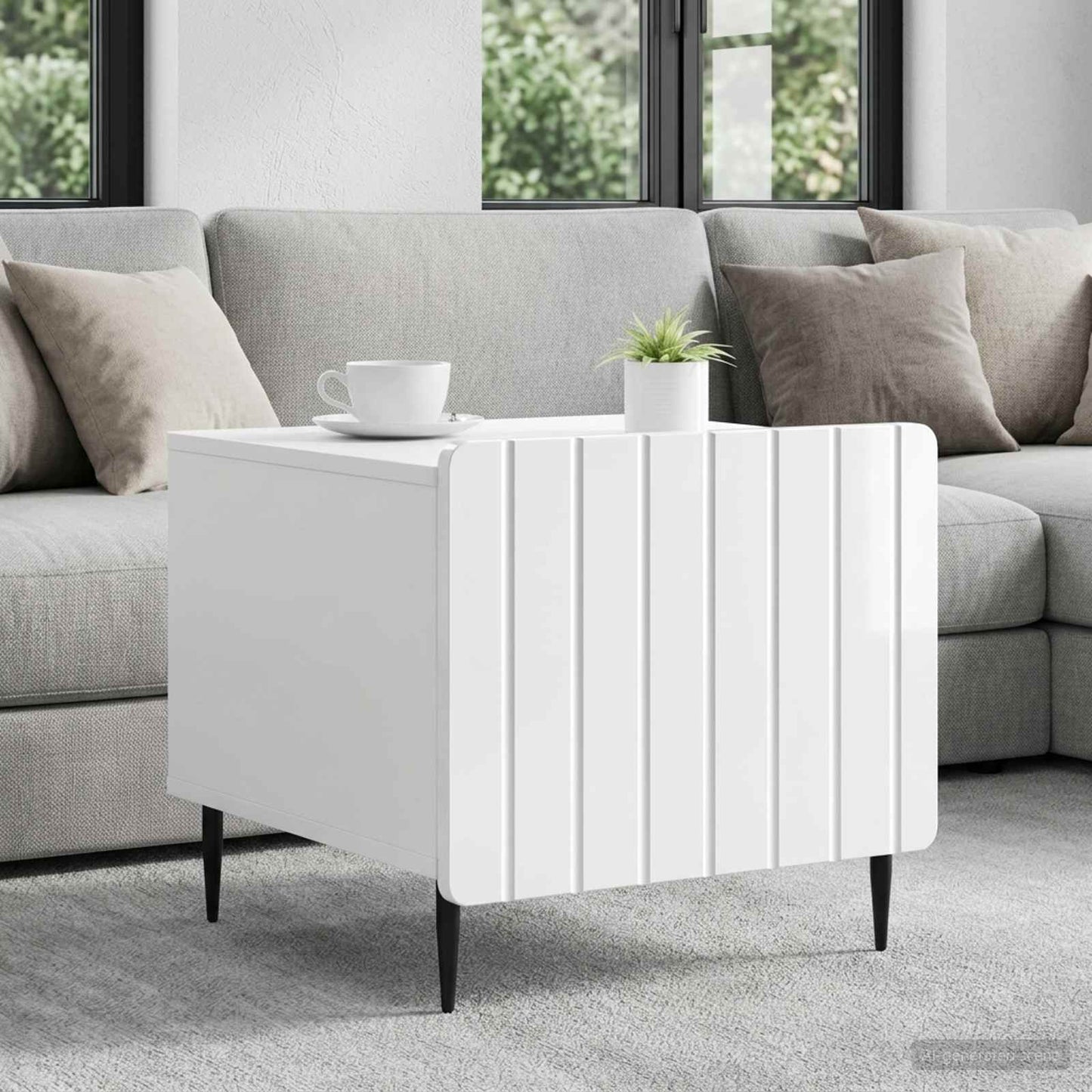 vidaXL Coffee Table High Gloss White 49 x 50 x 42 cm Engineered Wood 1