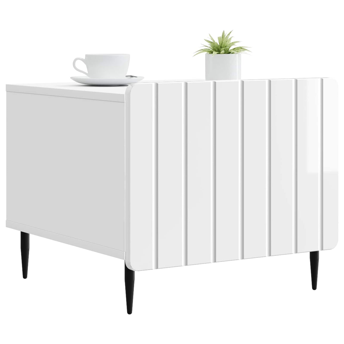 vidaXL Coffee Table High Gloss White 49 x 50 x 42 cm Engineered Wood 3