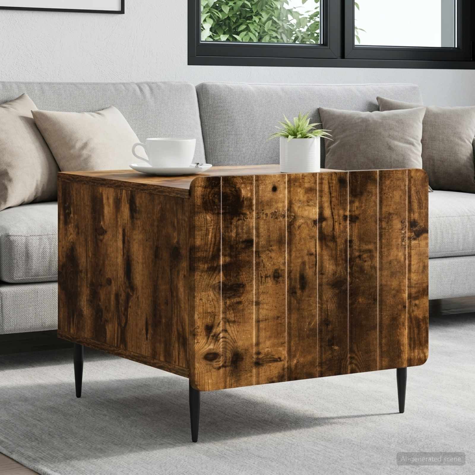vidaXL Coffee Table Smoked Oak 49 x 50 x 42 cm Engineered Wood 1
